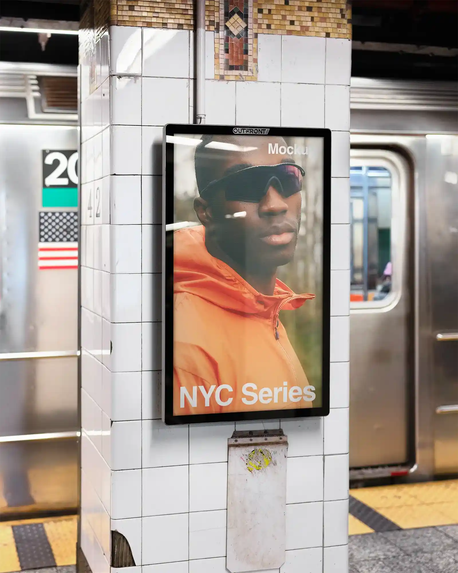 Billboard mockup in the NY Subway, New York, United States. PSD Mockup on Photoshop for your design 1