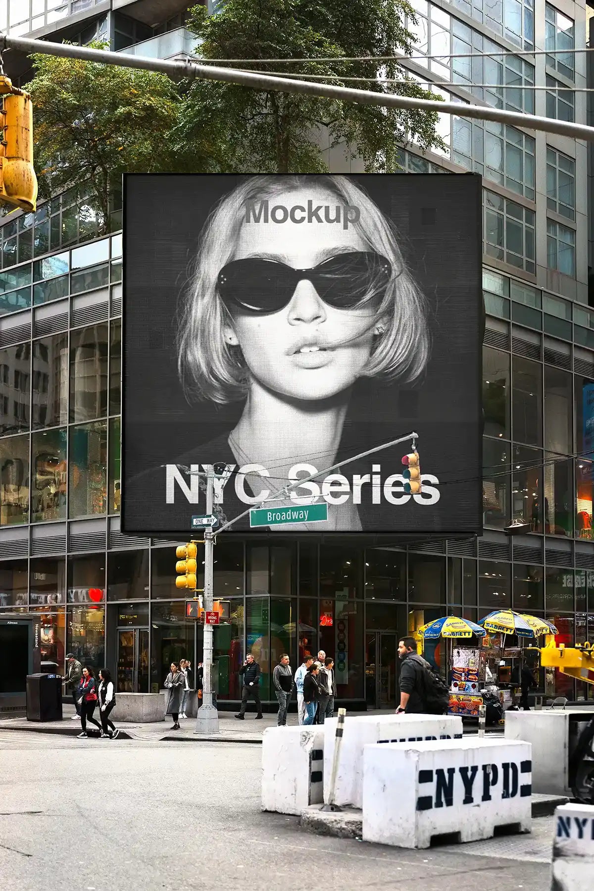 Billboard mockup on Times square subway in New York, United States.