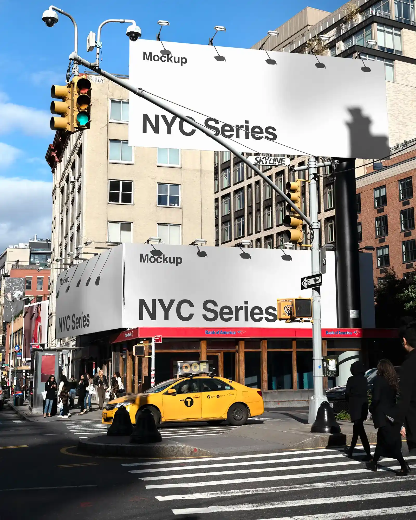Billboard mockups in East Village in Manhattan, New York, United States