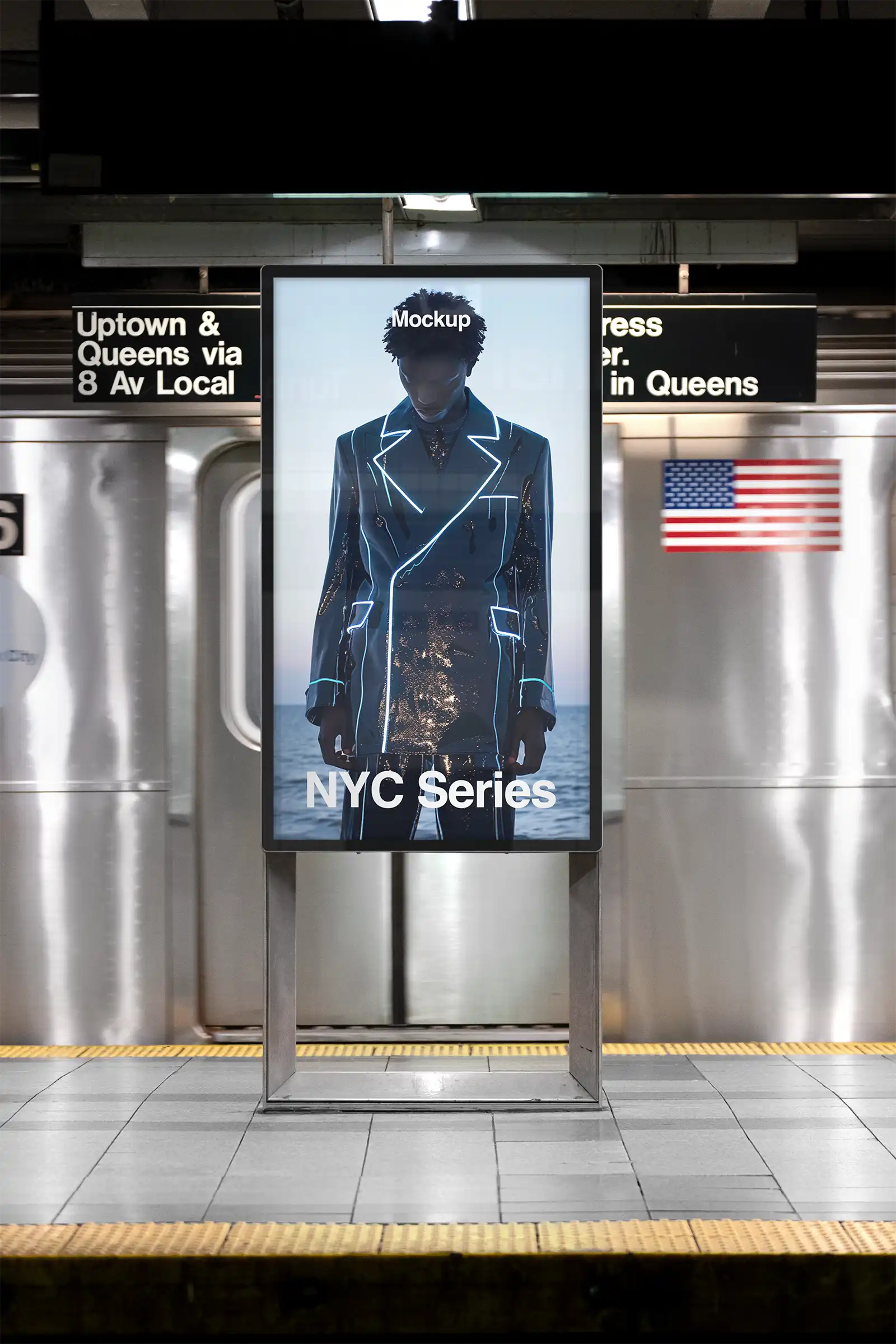 Billboard mockup in the New York Subway