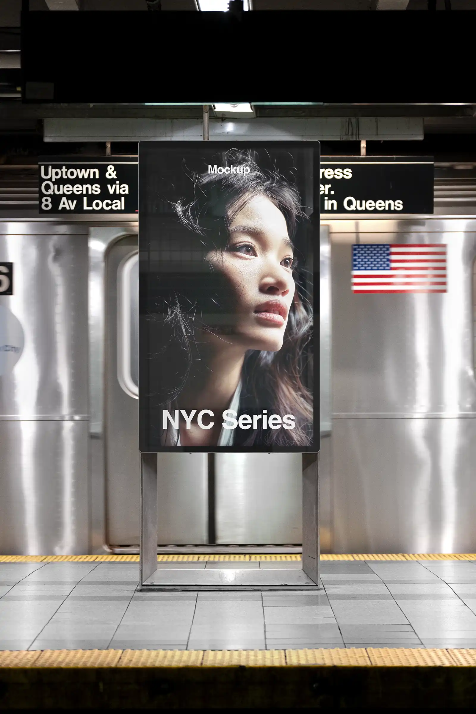 Billboard mockup in the New York Subway