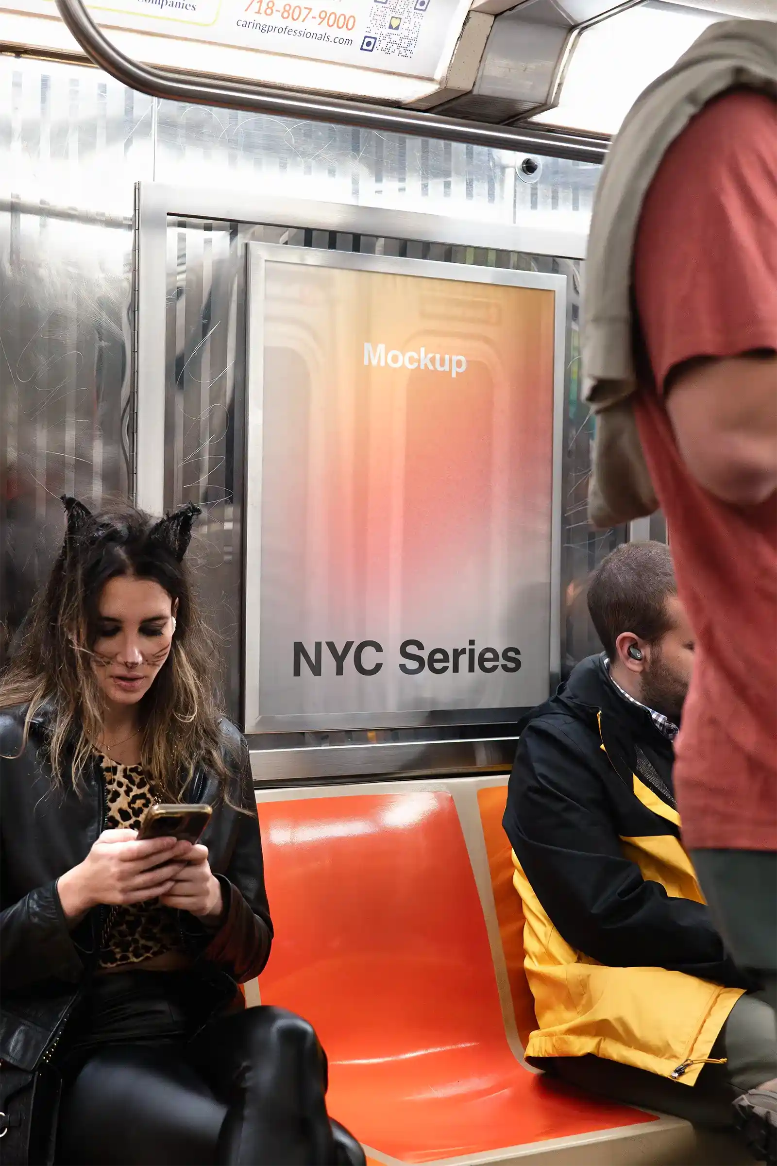 Poster mockup in New York subway, United States.