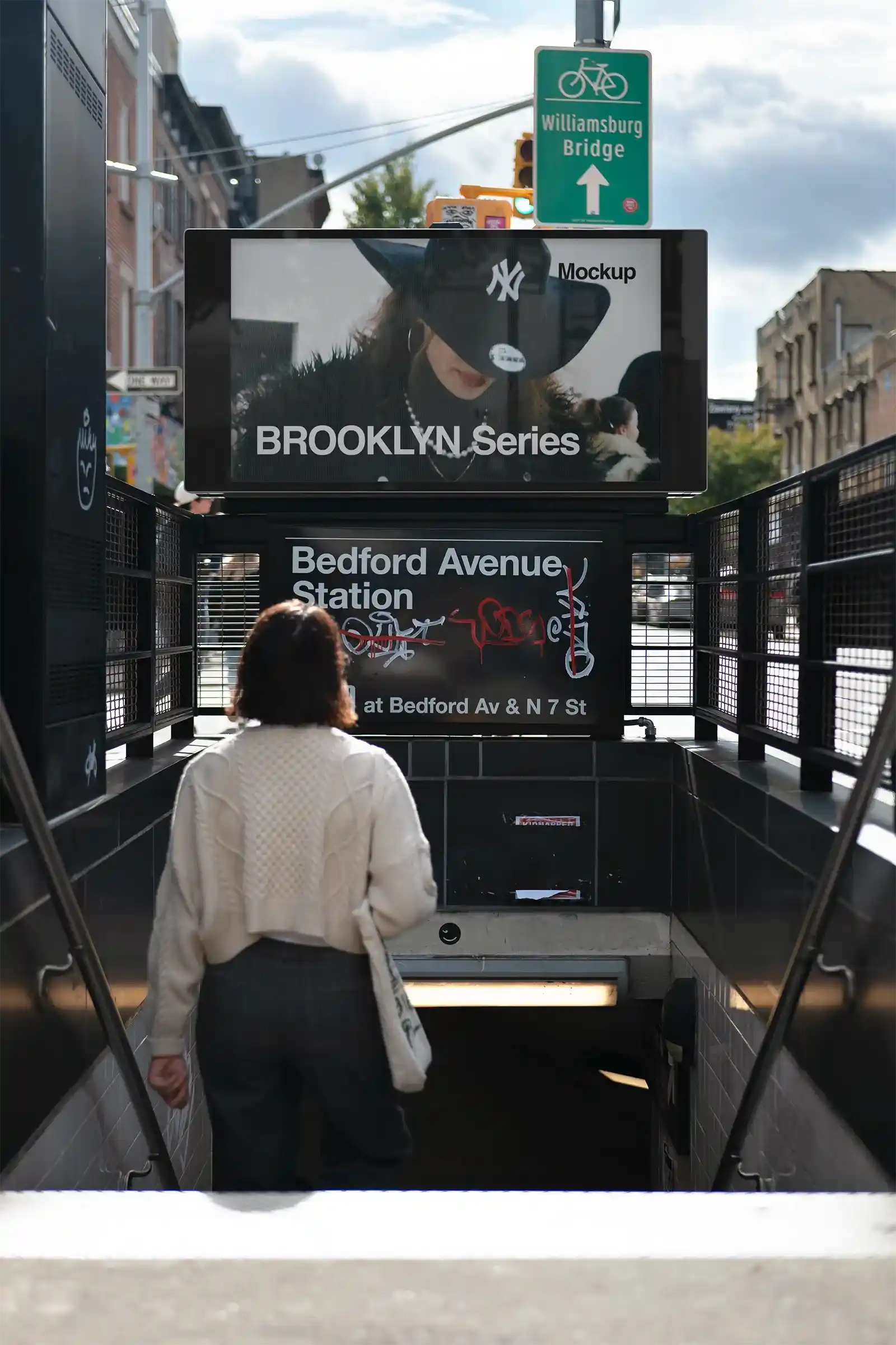 Billboard mockup in Brooklyn, New York, United States.