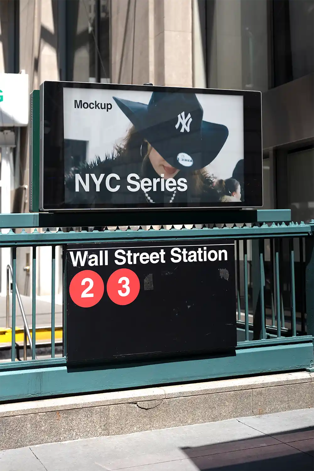 Billboard mockup in Wall Street in New York