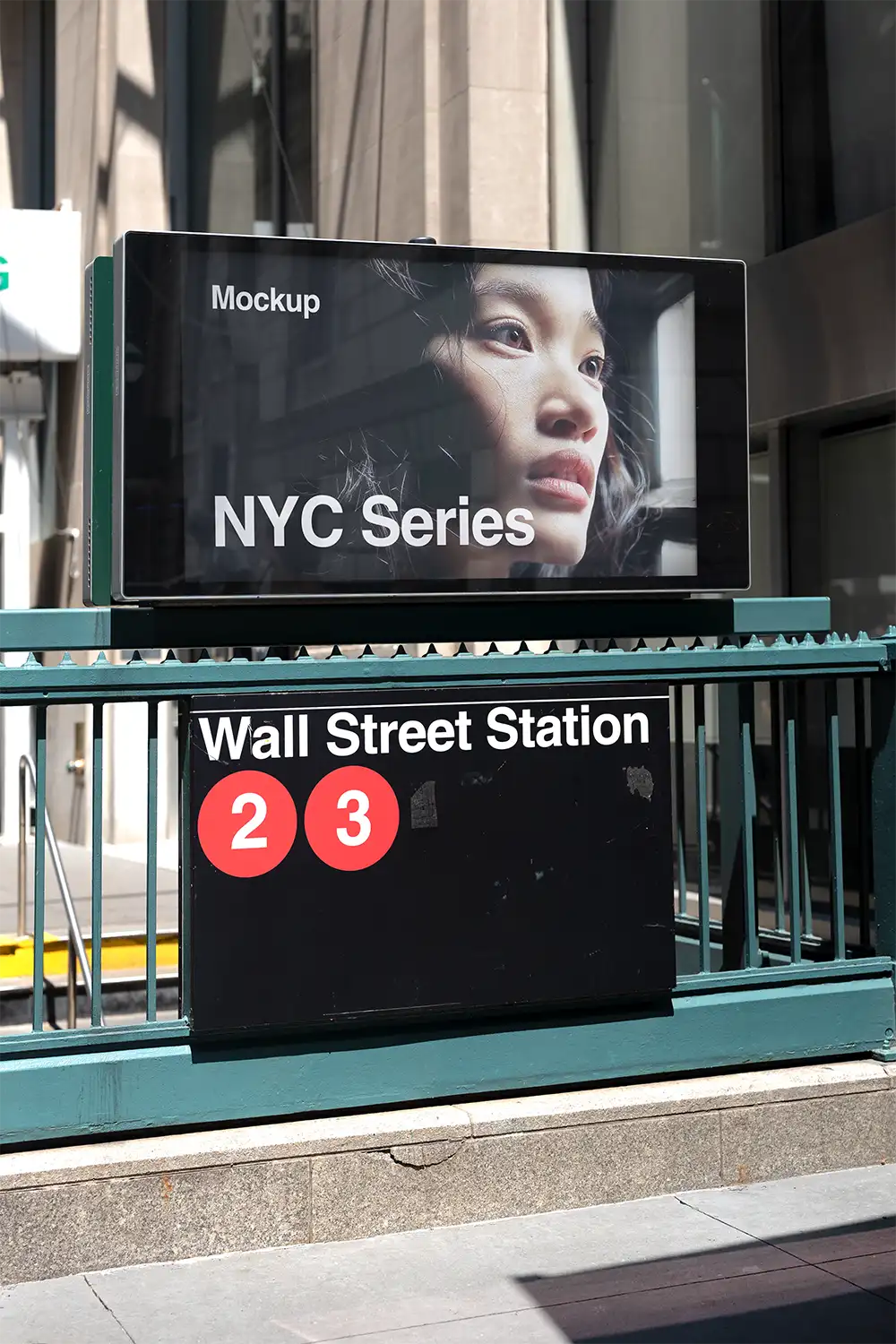 Billboard mockup in Wall Street in New York