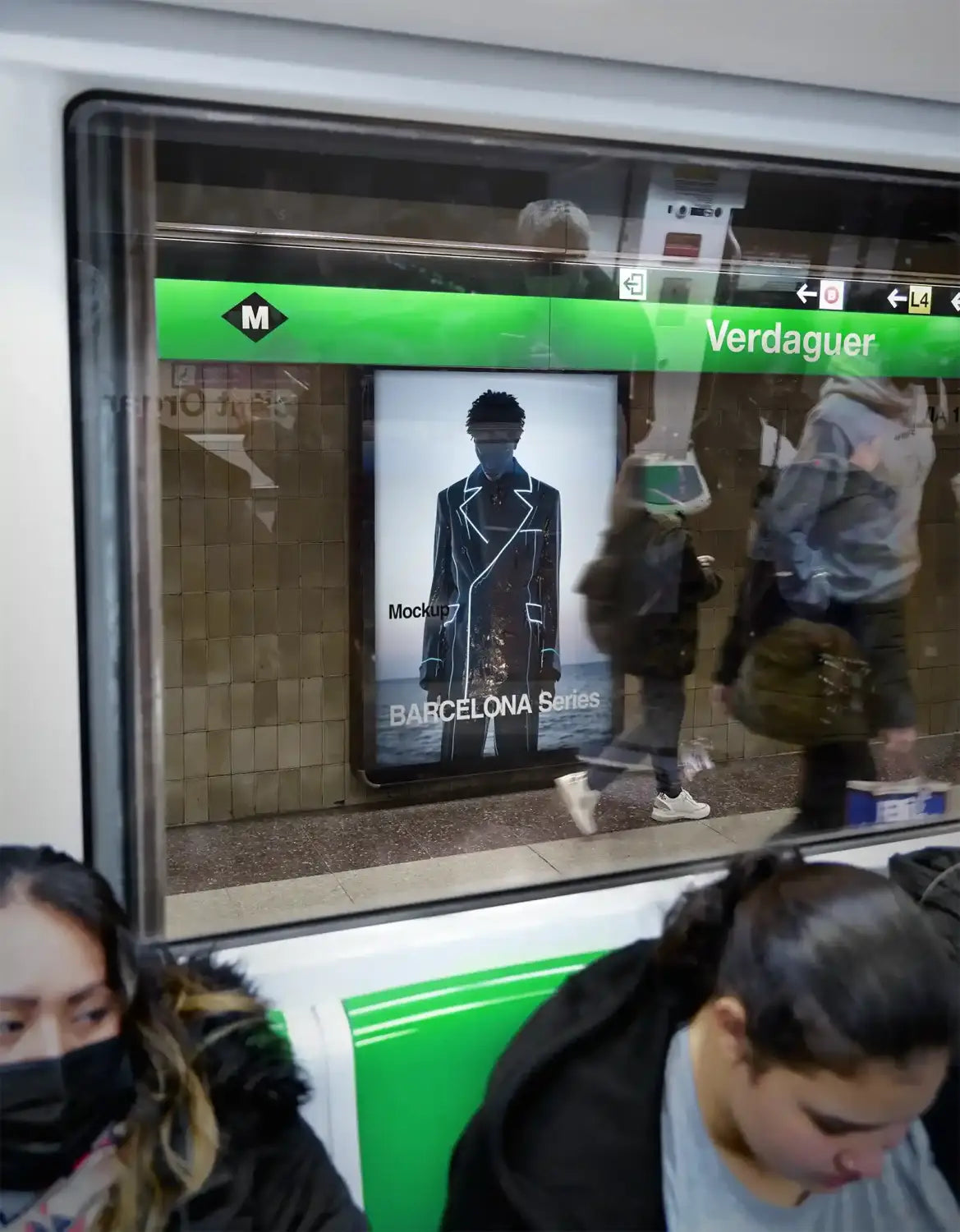 Barcelona Metro Subway Billboard Mockup — Spain