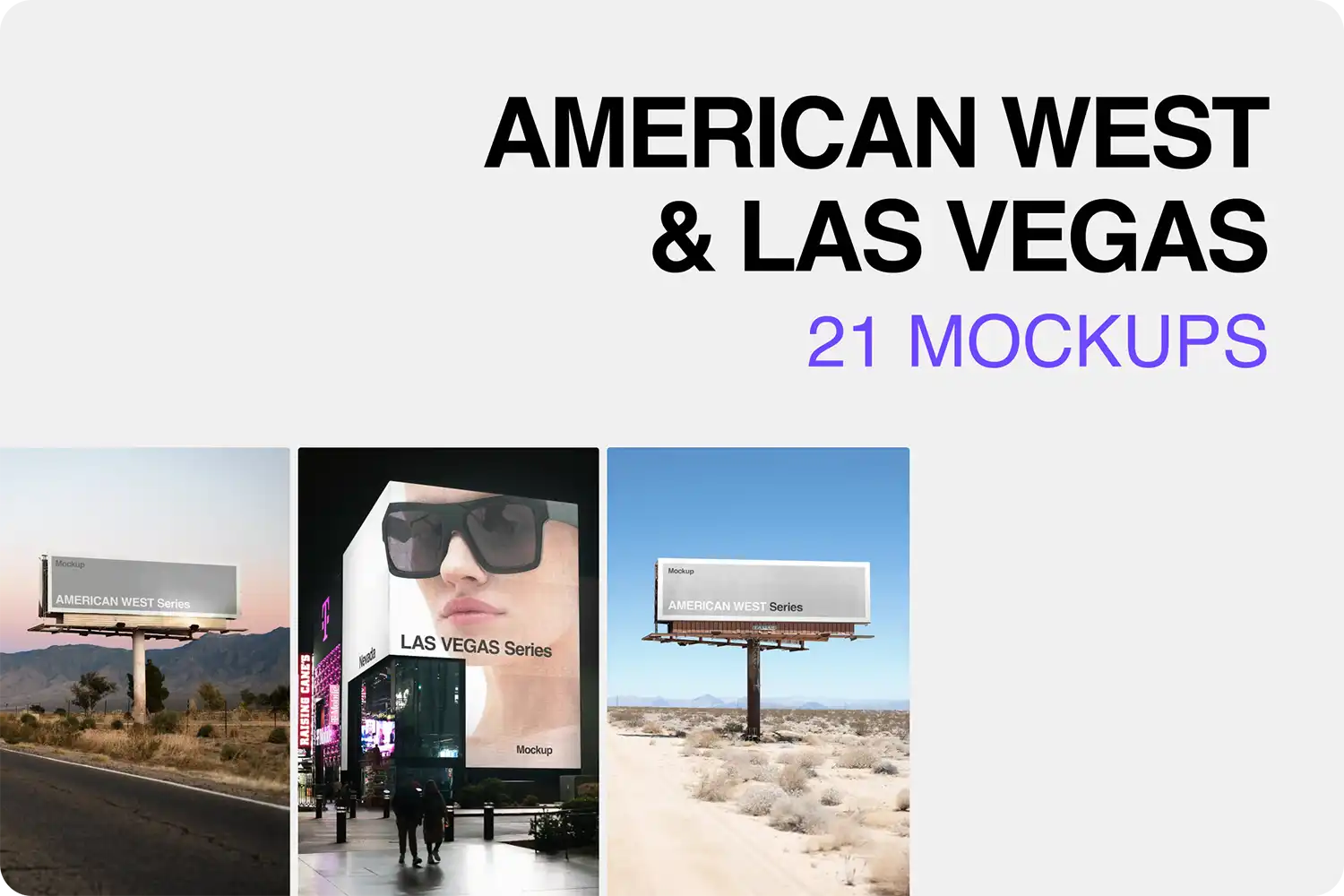 Bundle of billboard mockups in the American West and in Las Vegas