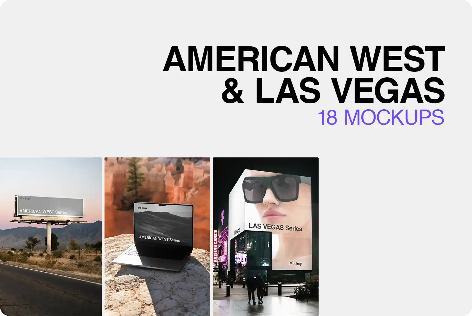 AMERICAN WEST & LAS VEGAS COLLECTION, 18 MOCKUPS, Nevada, Arizona, Utah - Brandacle