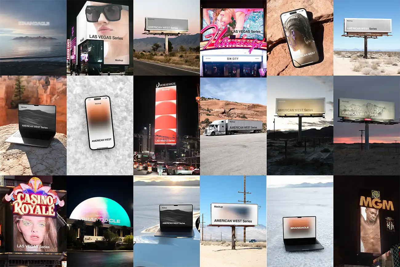 Bundle of billboard mockups in the American West and in Las Vegas