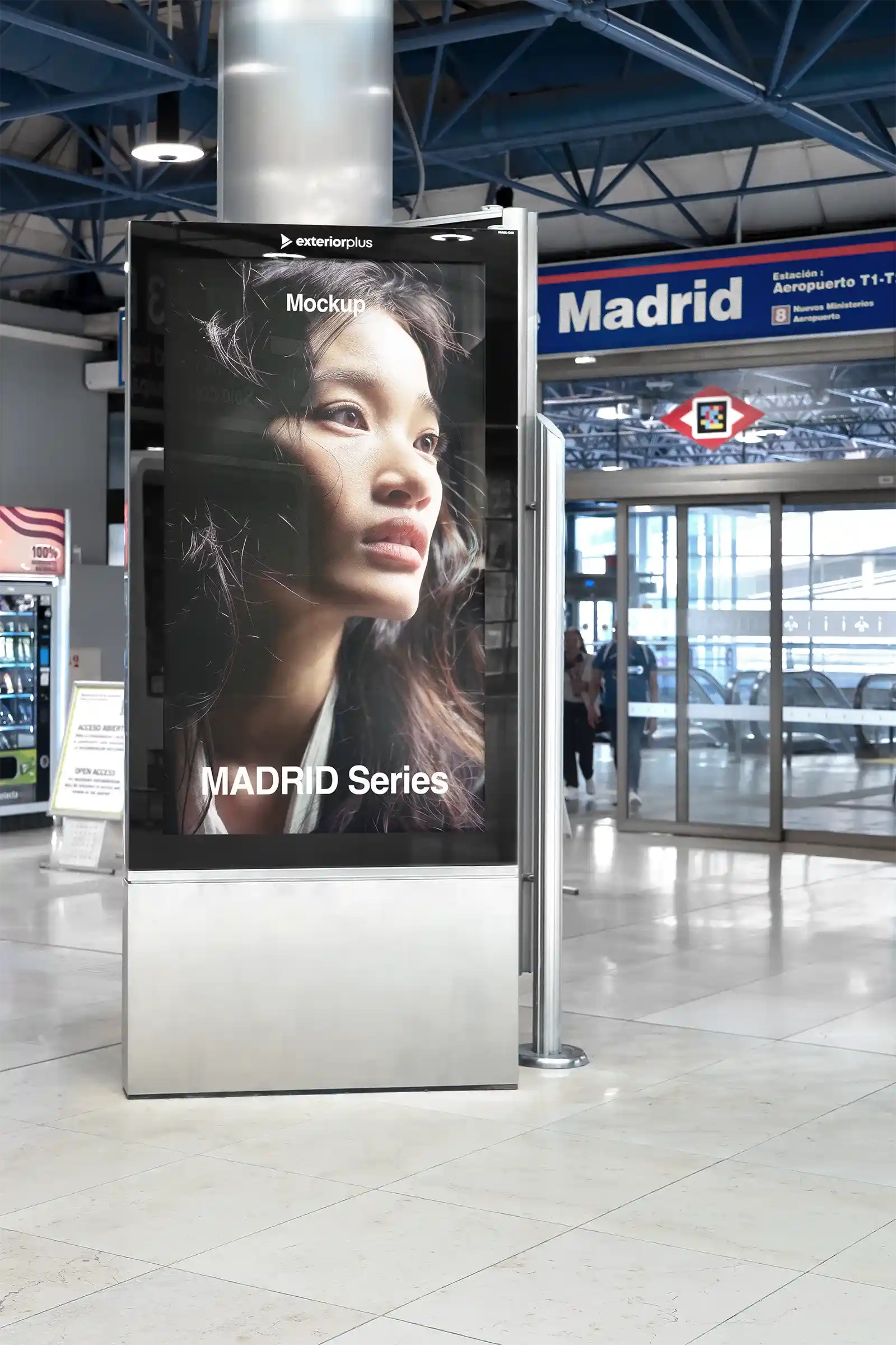 Billboard mockup at the airport subway station in Madrid, Spain - Brandacle