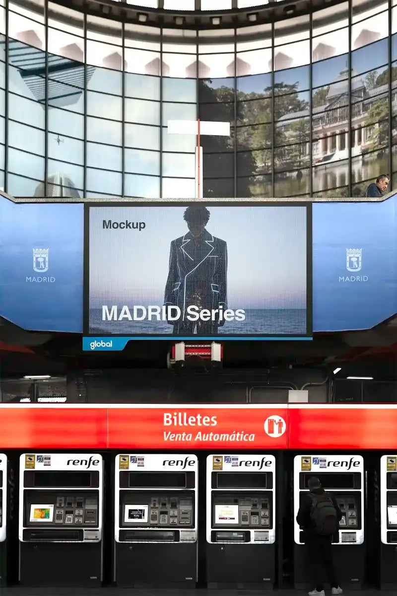 Billboard mockup in Madrid, Spain. 