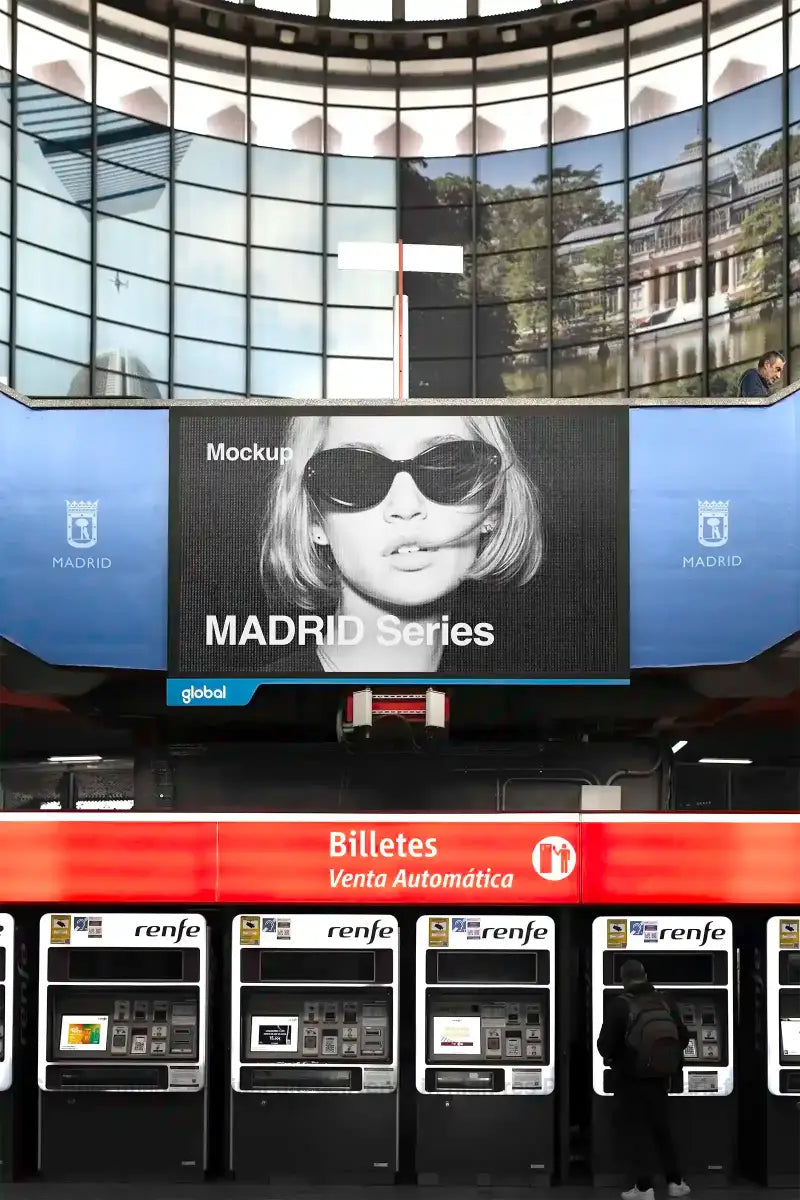 Billboard mockup in Madrid, Spain. 