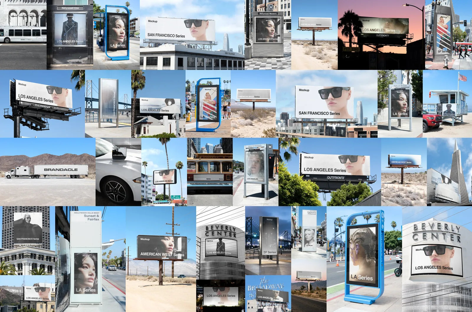 California mockup bundle, billboards and street panels across Los Angeles, San Francisco and the American West