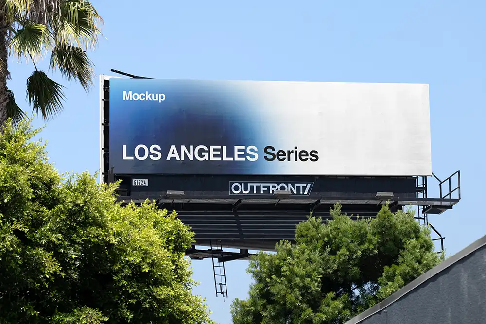 Billboard mockup on Hollywood boulevard in Los Angeles