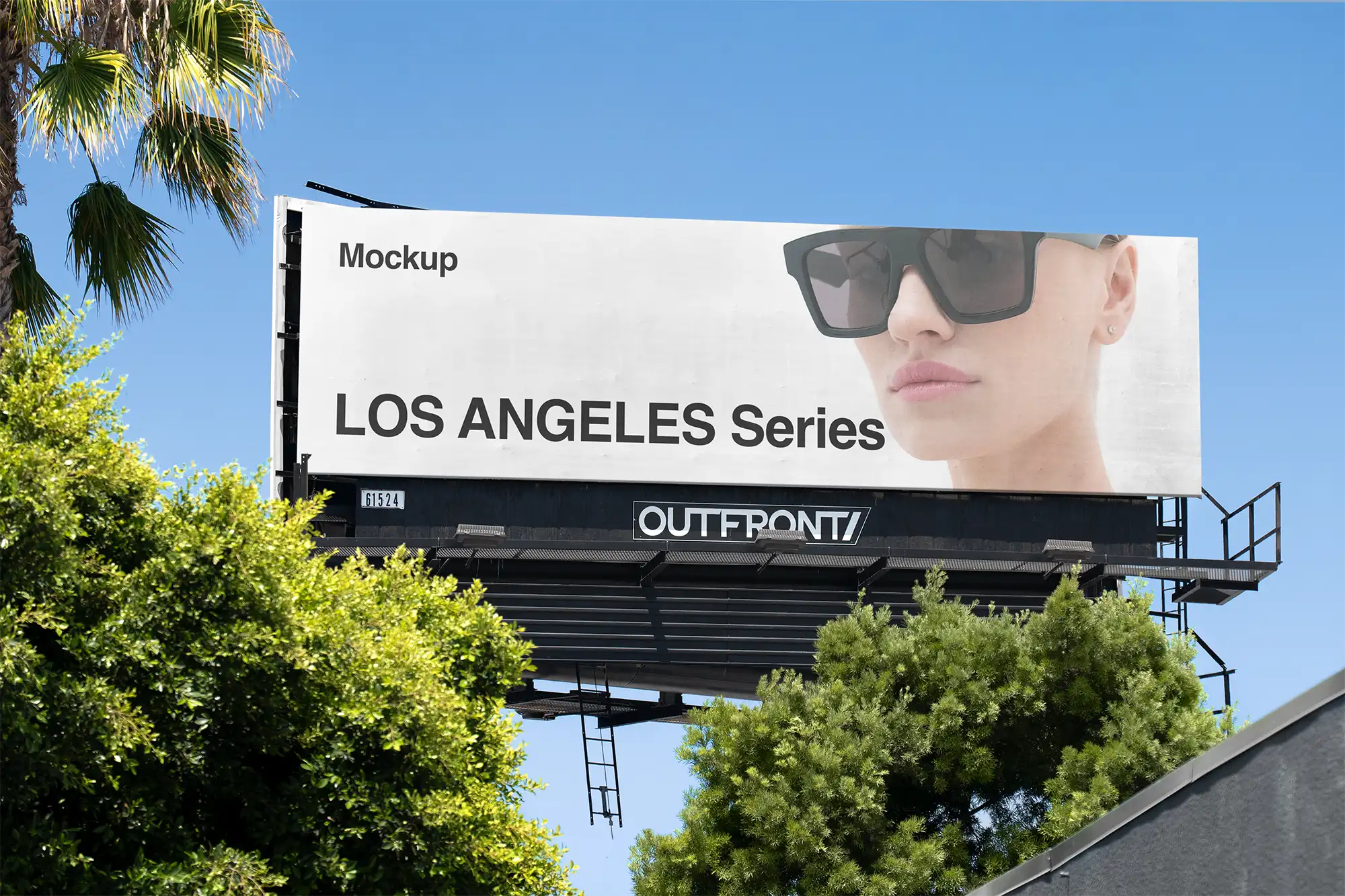 Billboard mockup on Hollywood boulevard in Los Angeles, California