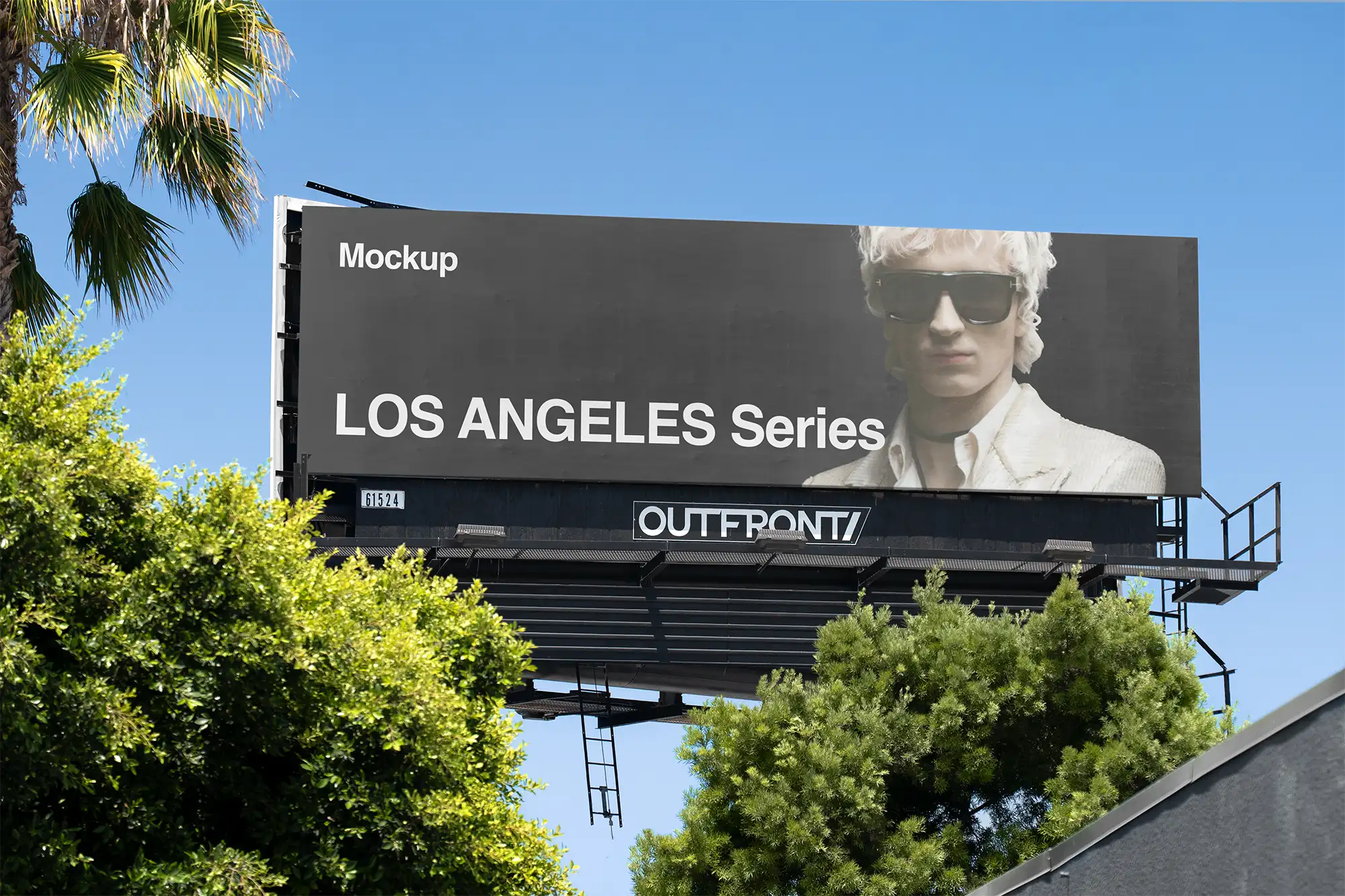 Billboard mockup on Hollywood boulevard in Los Angeles, California