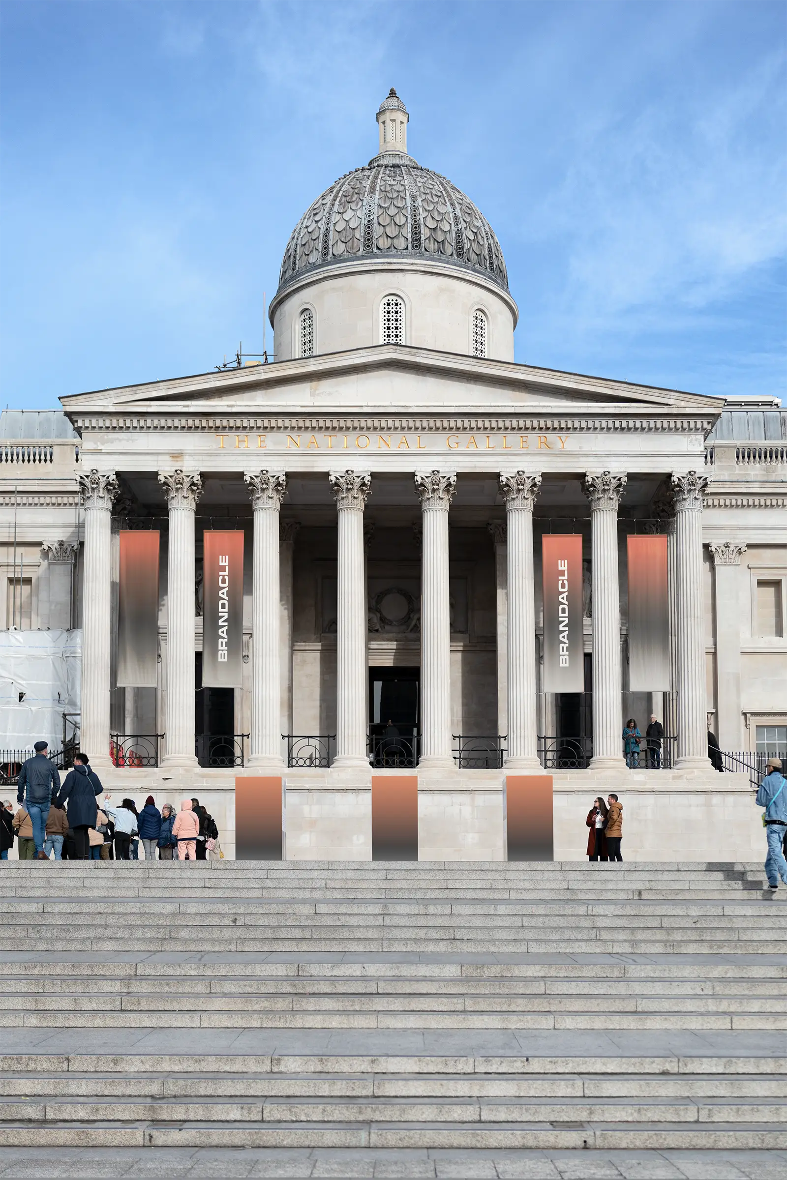 Banners and posters mockup on Trafalgar Square in London - Brandacle