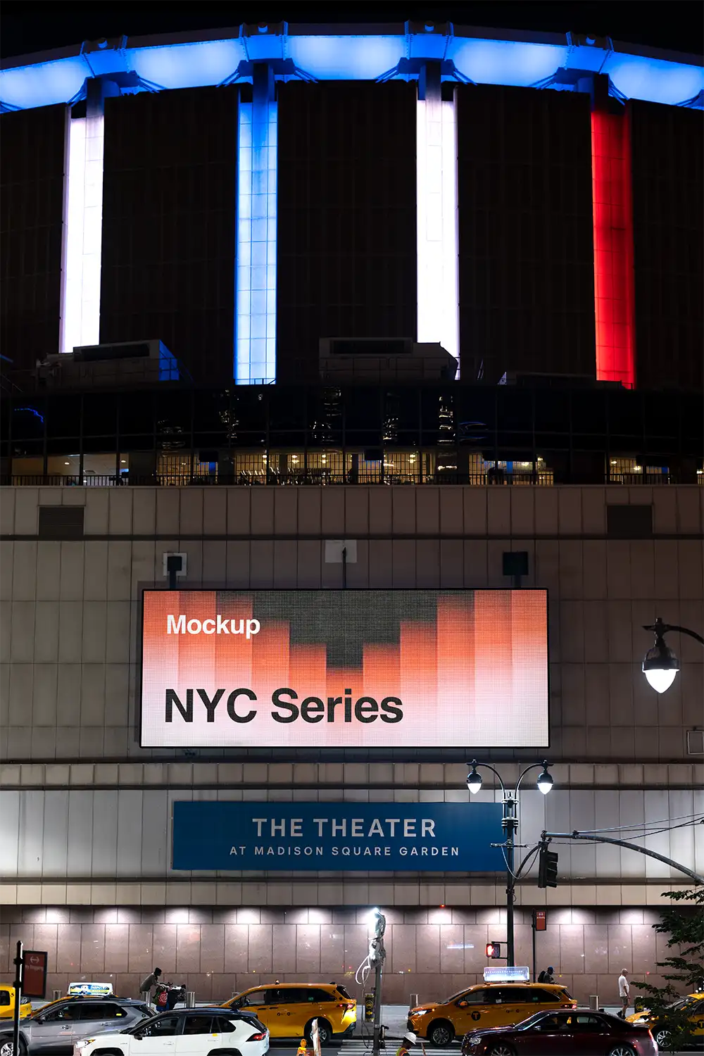 Billboard mockup on the Madison Square Venue in New York