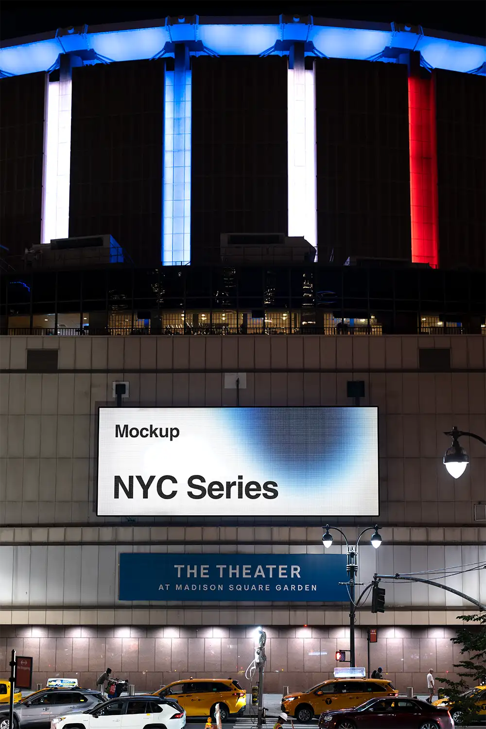 Billboard mockup on the Madison Square Venue in New York