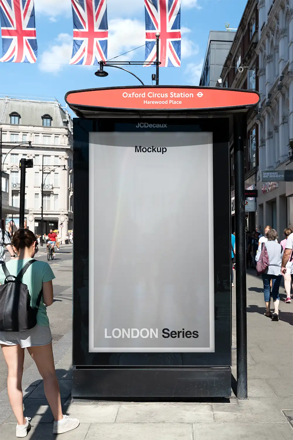 Poster mockup on Oxford Street in London