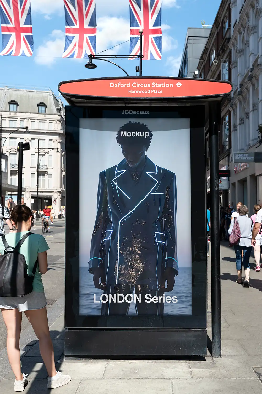 Poster mockup on Oxford Street in London