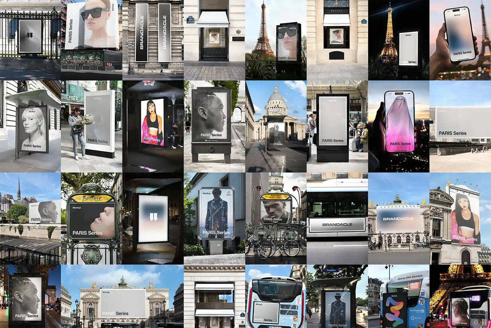 Paris Mockup bundle with billboards, posters and banners