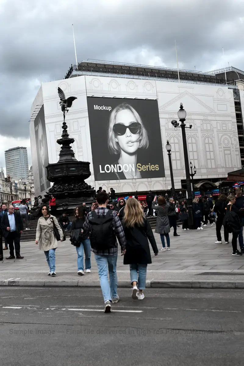 Banner mockup in London, Piccadilly Circus