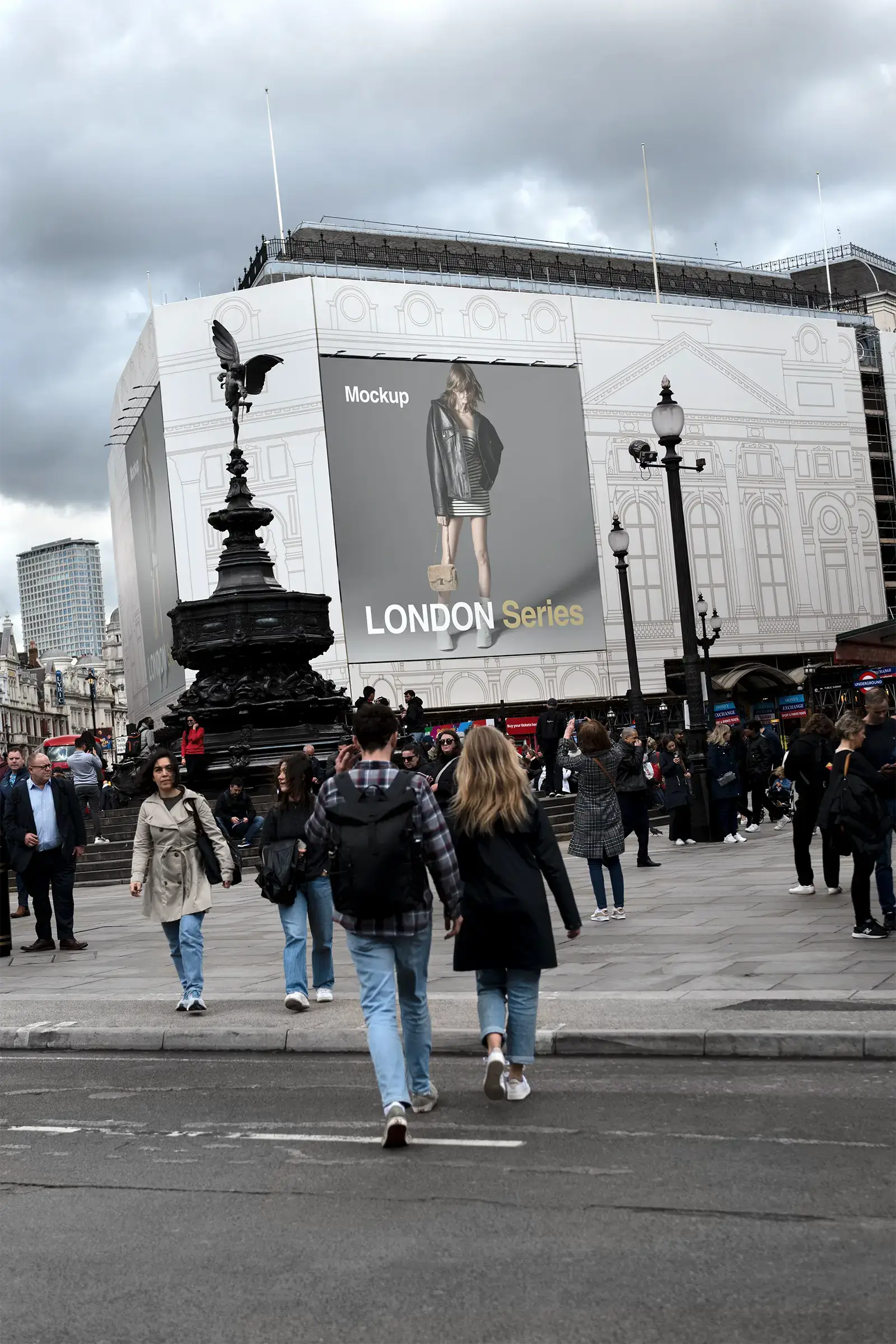 Banner mockup in London, Piccadilly Circus
