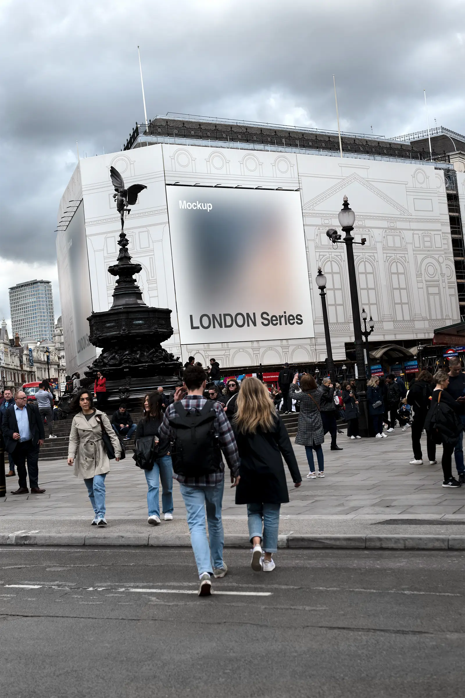 Banner mockup in London, Piccadilly Circus