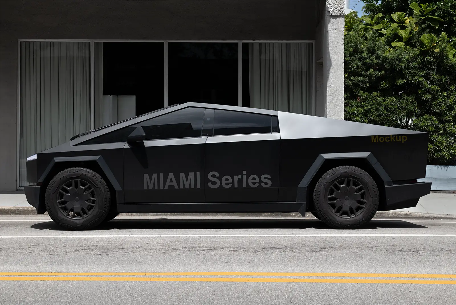 Mockup of a Tesla Cybertruck , Miami