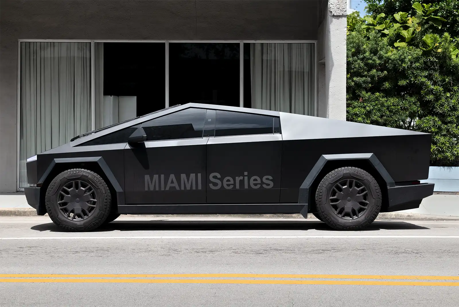 Logo Mockup of Tesla Cybertruck in Miami