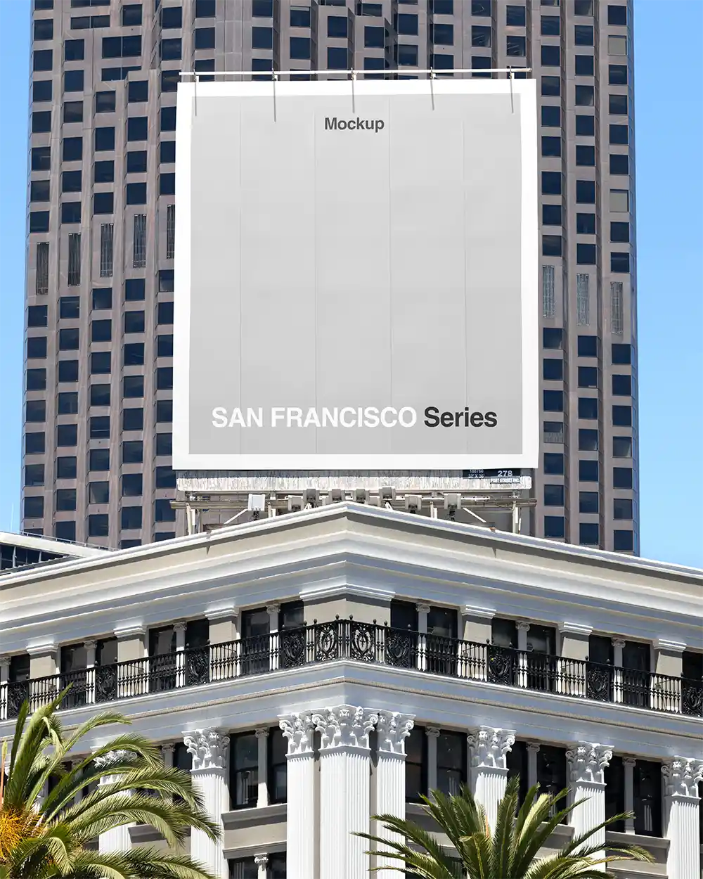 Billboard mockup on Union Square in San Francisco, California