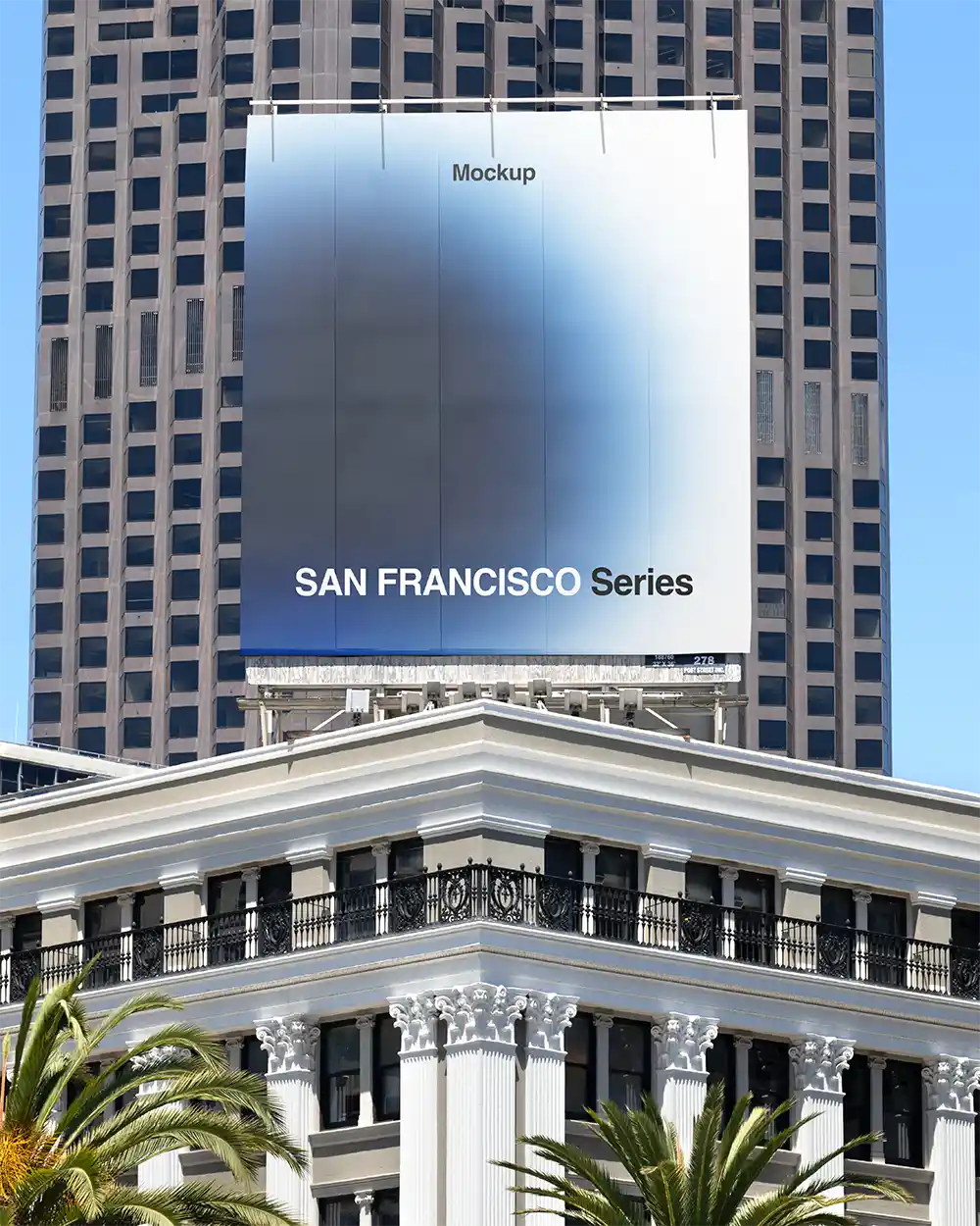Billboard mockup on Union Square in San Francisco, California