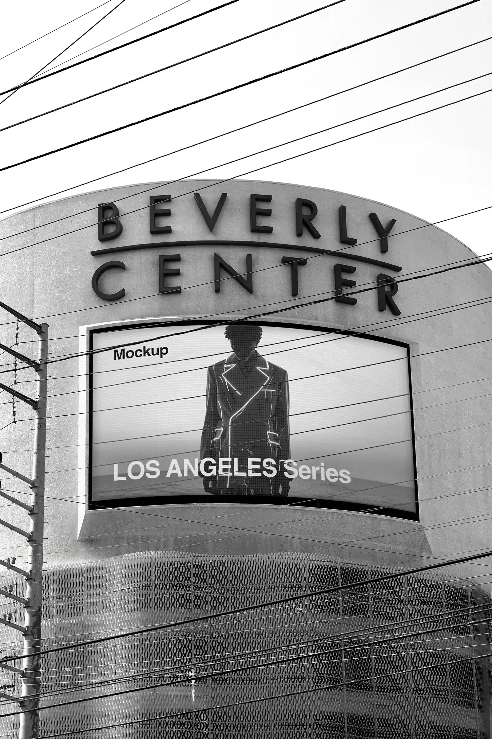 Digital Screen Billboard mockup on a building in Beverly Hills & Hollywood in Los Angeles. 