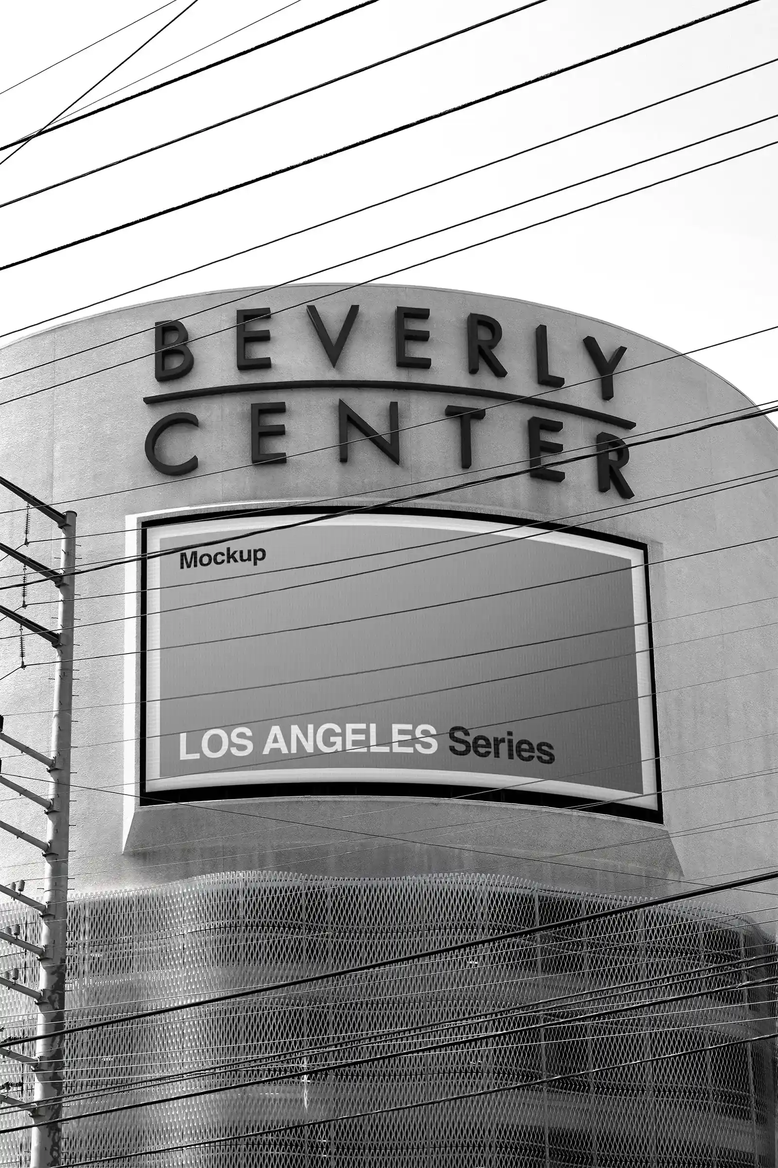 Digital Screen Billboard mockup on a building in Beverly Hills & Hollywood in Los Angeles. 
