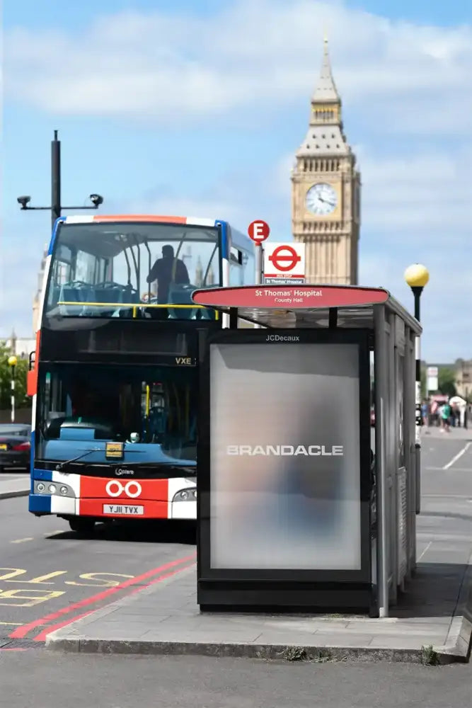 Poster mockup in London against the backdrop of Big Ben and Parliament