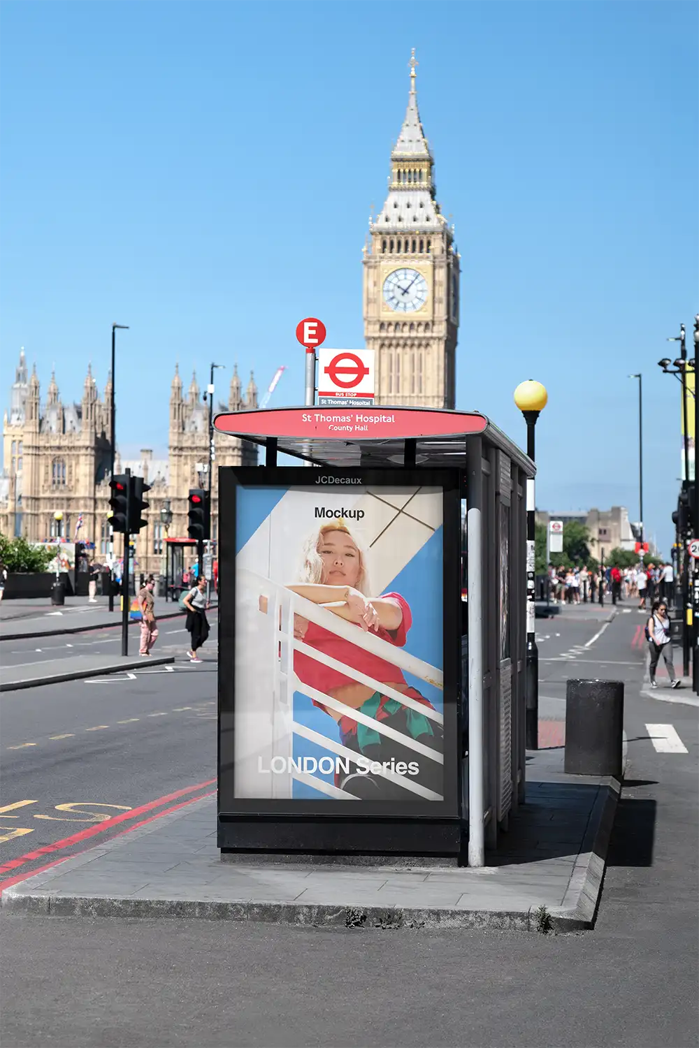 Big Ben & Parliament, London Bus Shelter Poster Mockup PSD, UK — Brandacle