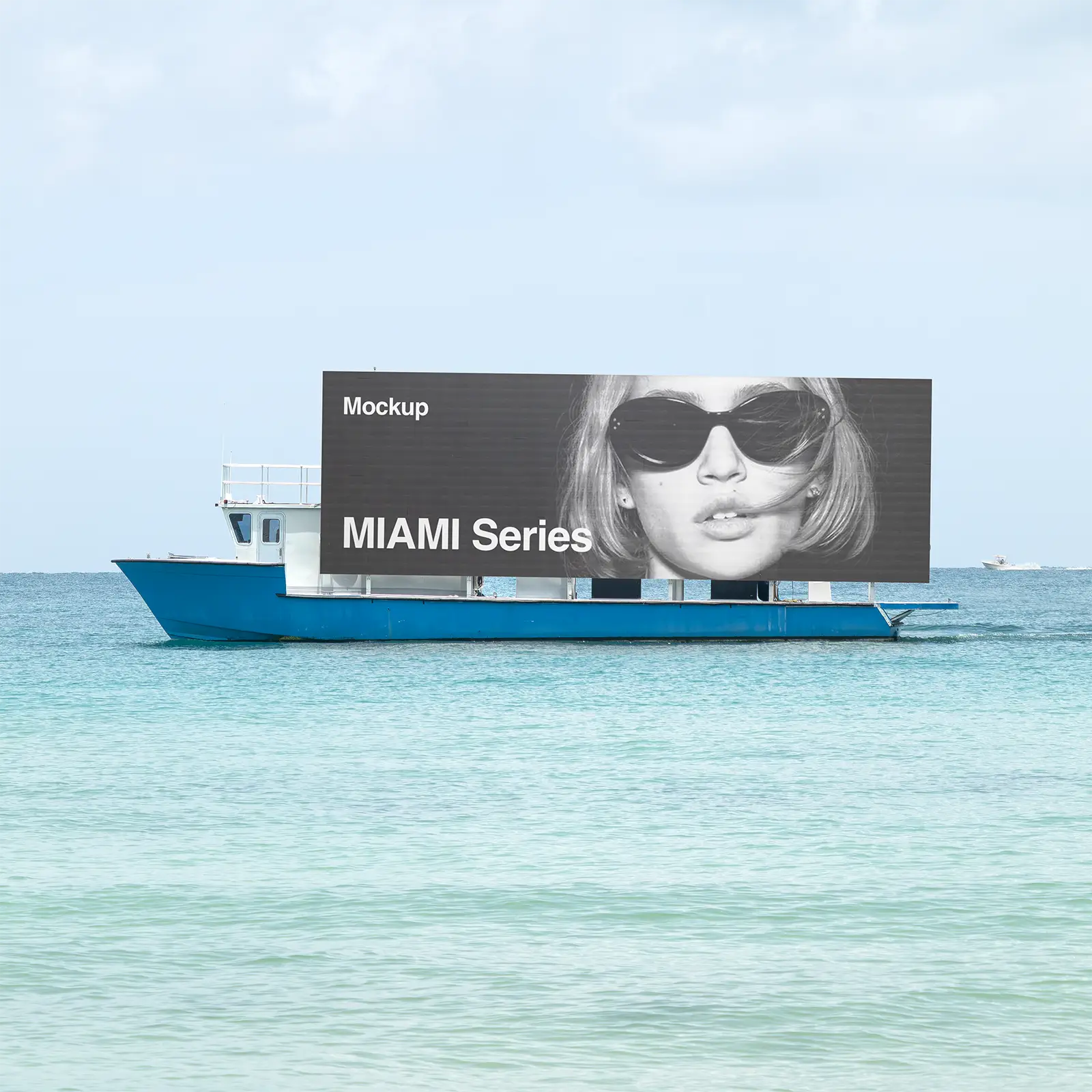 Billboard mockup on a boat in Miami, Florida