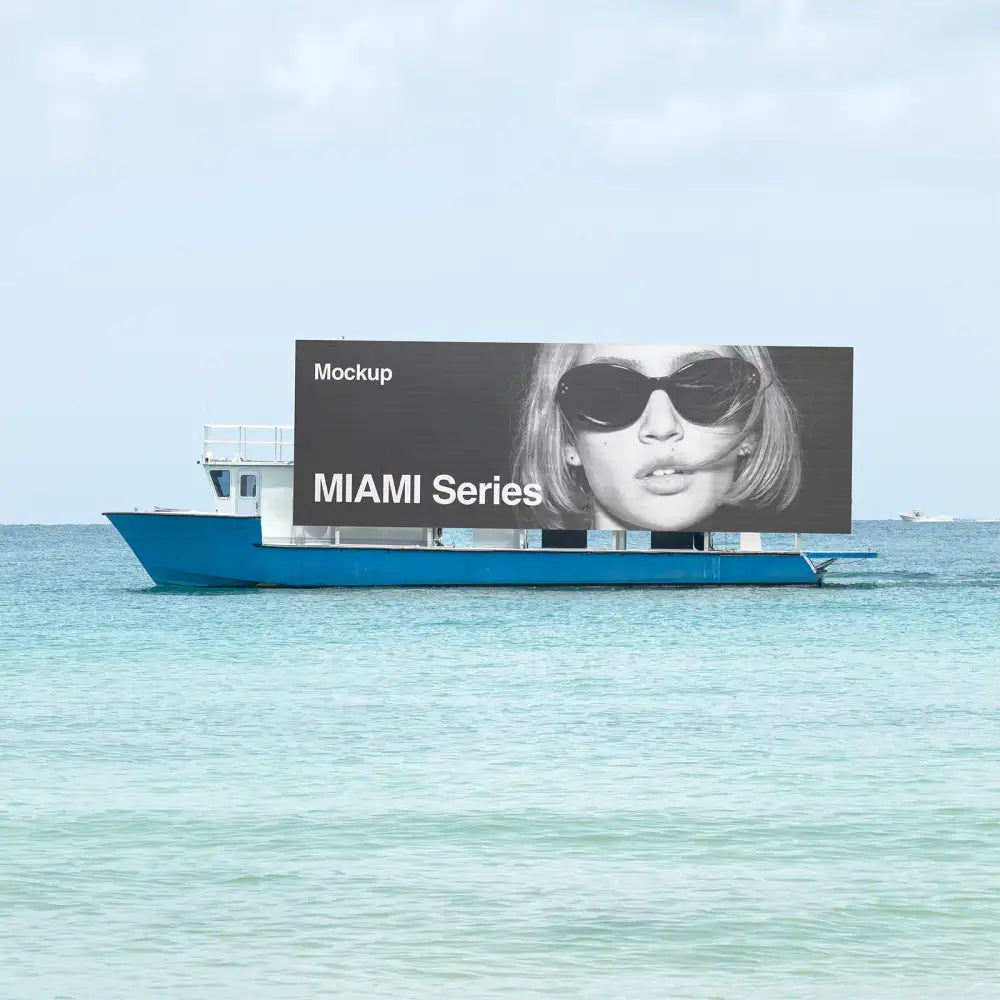 Billboard mockup on a boat in Miami, Florida