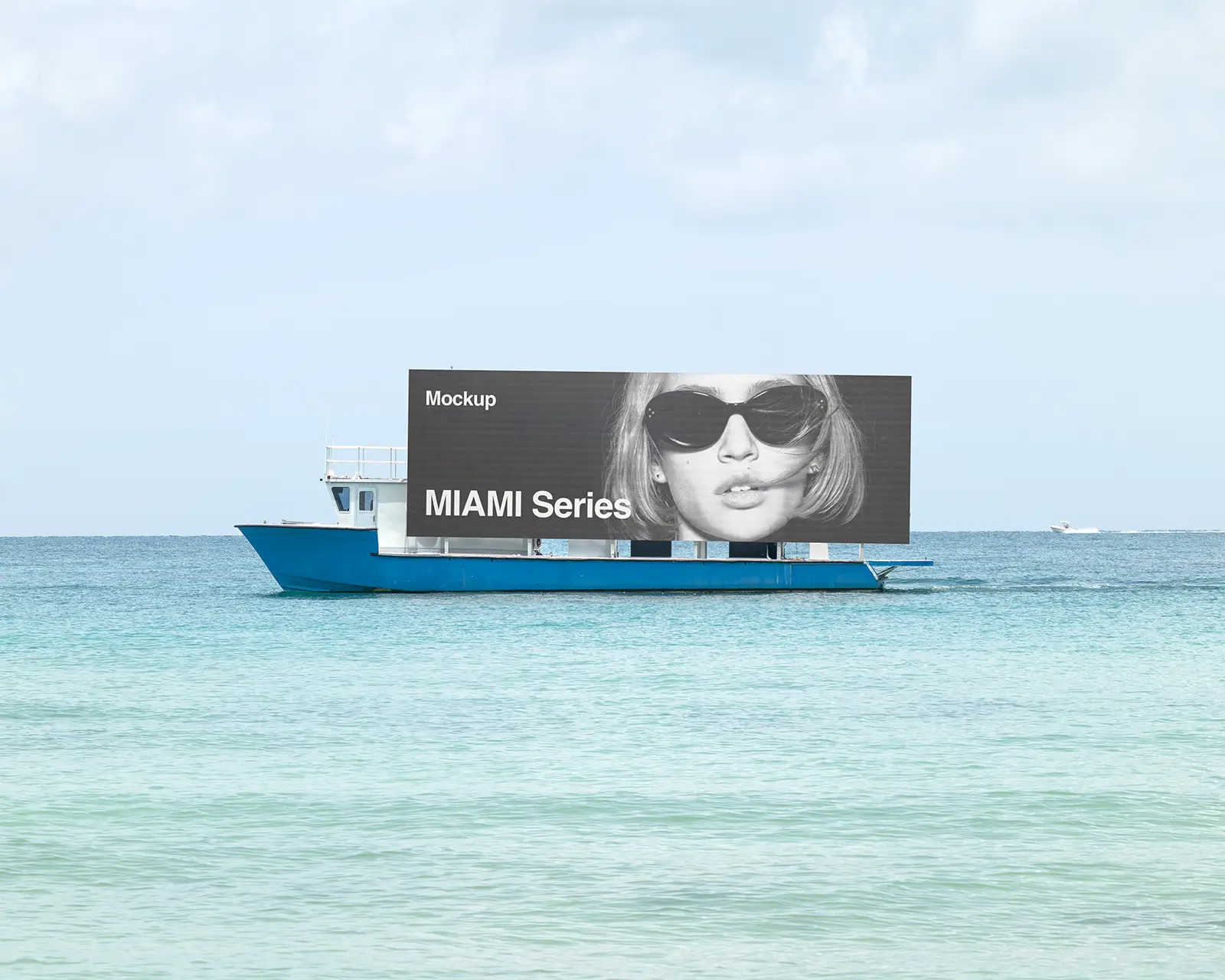 Billboard mockup on a boat in Miami, Florida