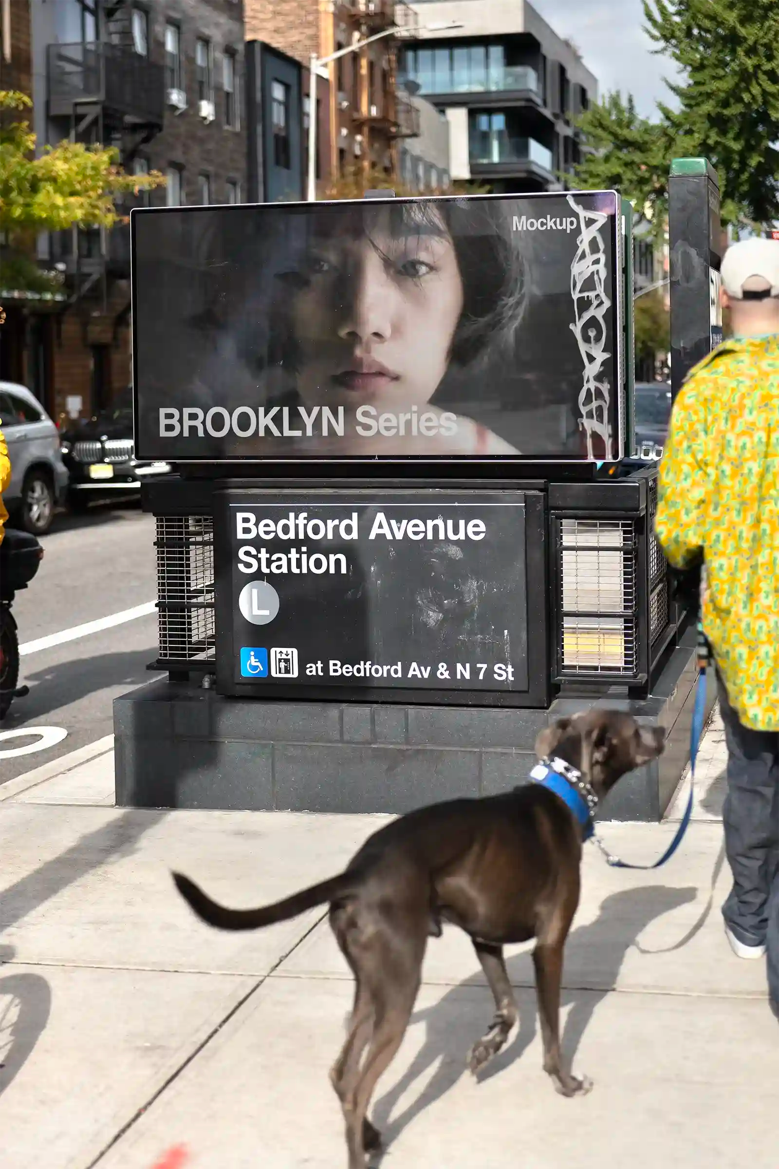 Billboard mockup in Brooklyn, New York, United States. Poster, Banner. PSD Mockup Photoshop Mockup design 1