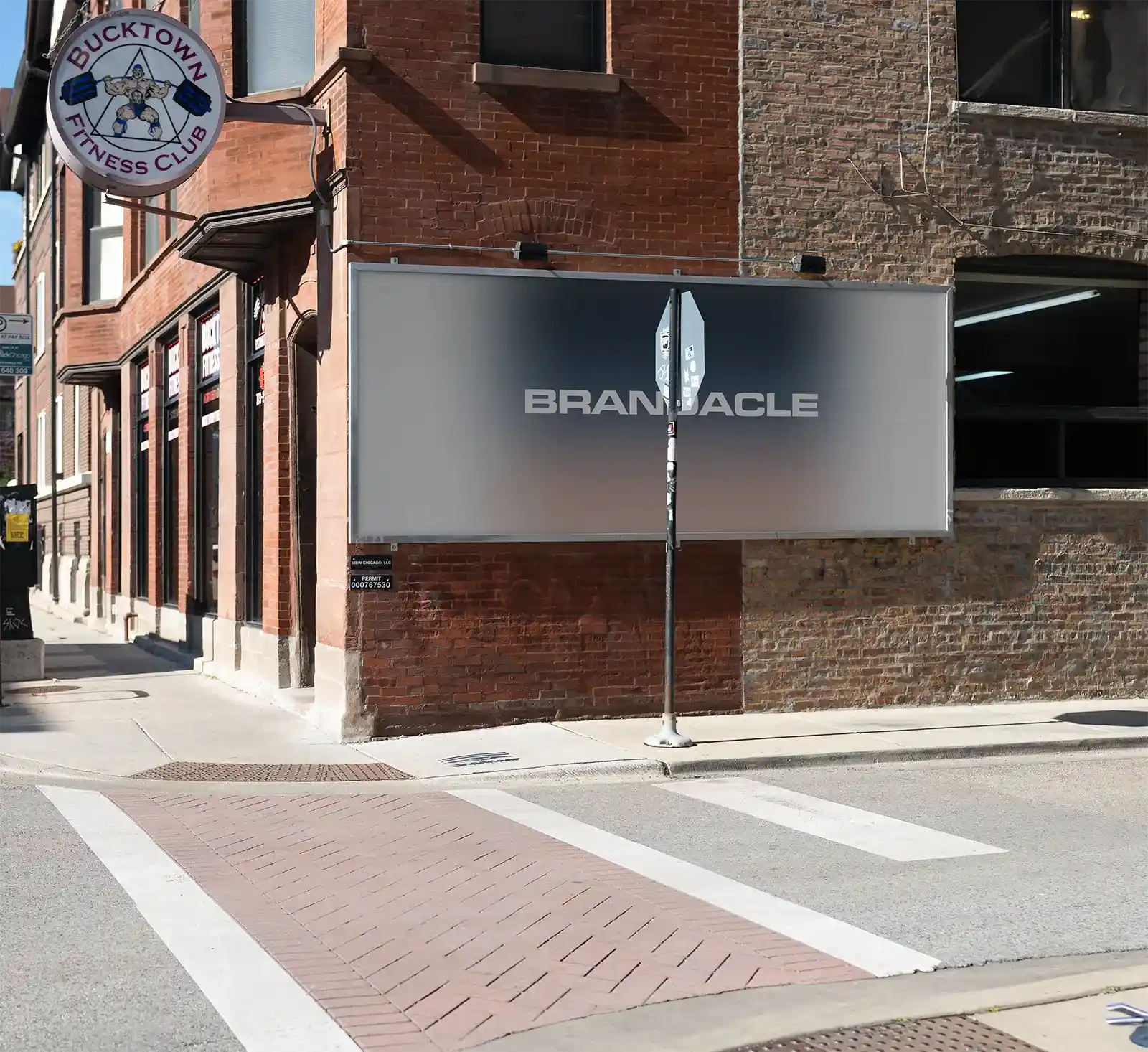 Billboard poster mockup in Chicago, United States, Wicker Park.