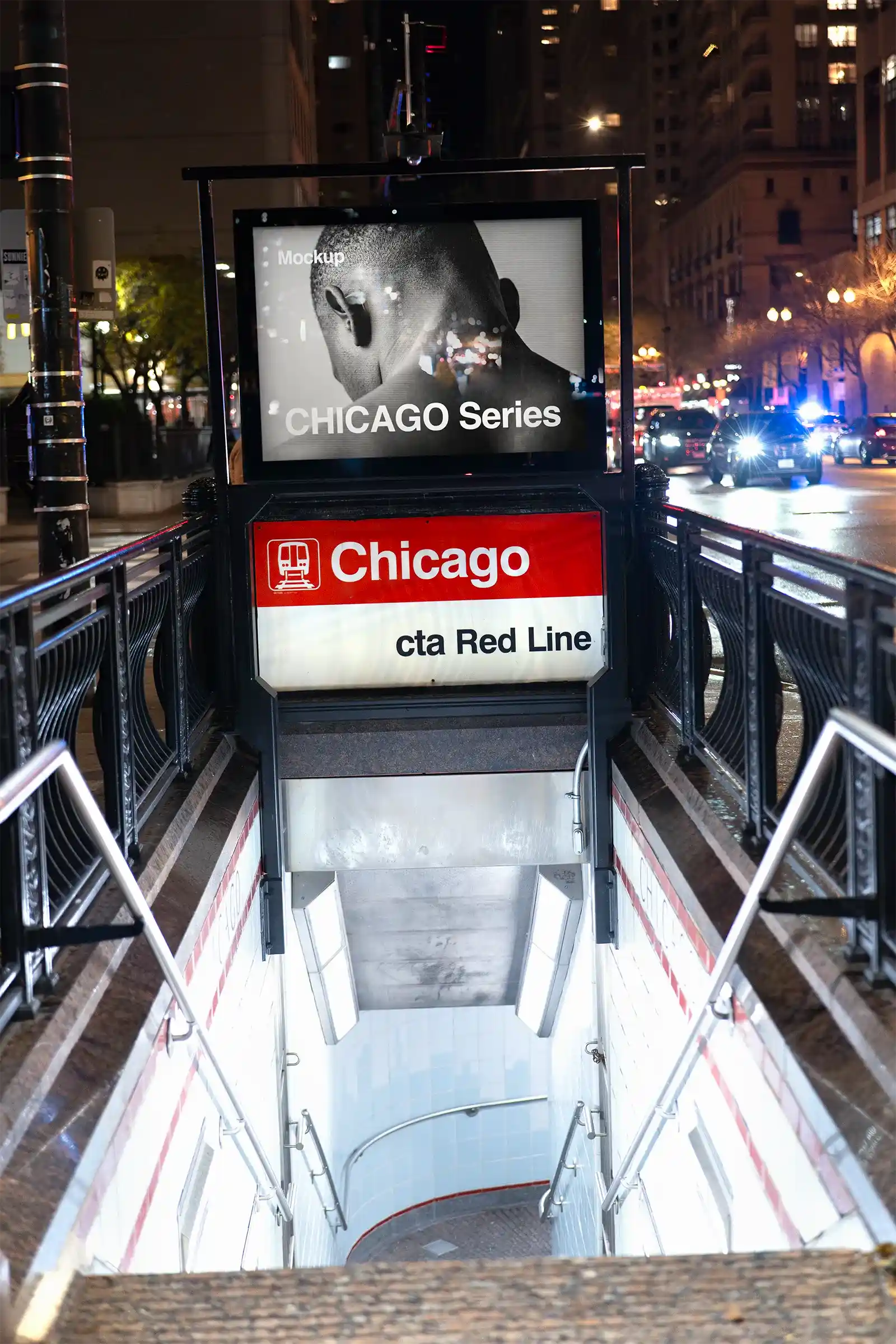 Billboard mockup in Chicago subway 