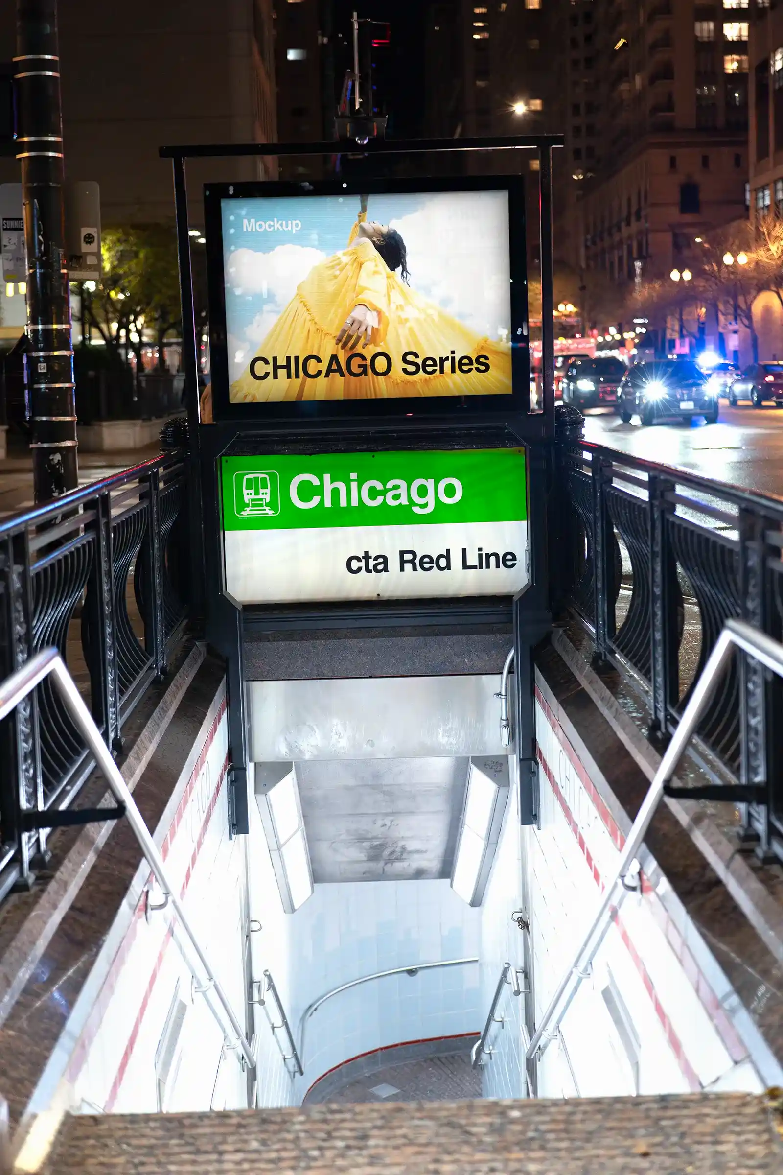 Billboard mockup in Chicago subway 
