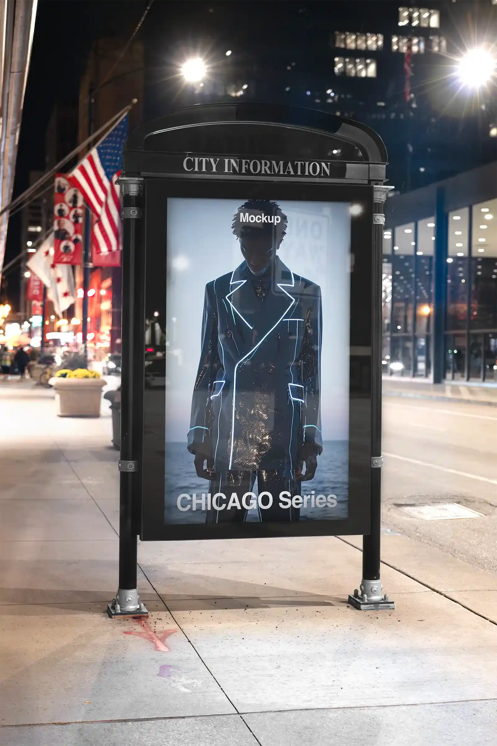 Billboard mockup in Chicago center, United States