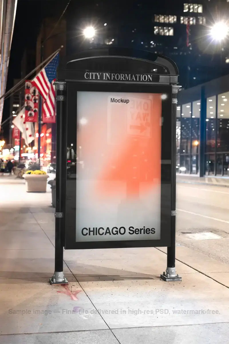 Billboard mockup in Chicago center, United States