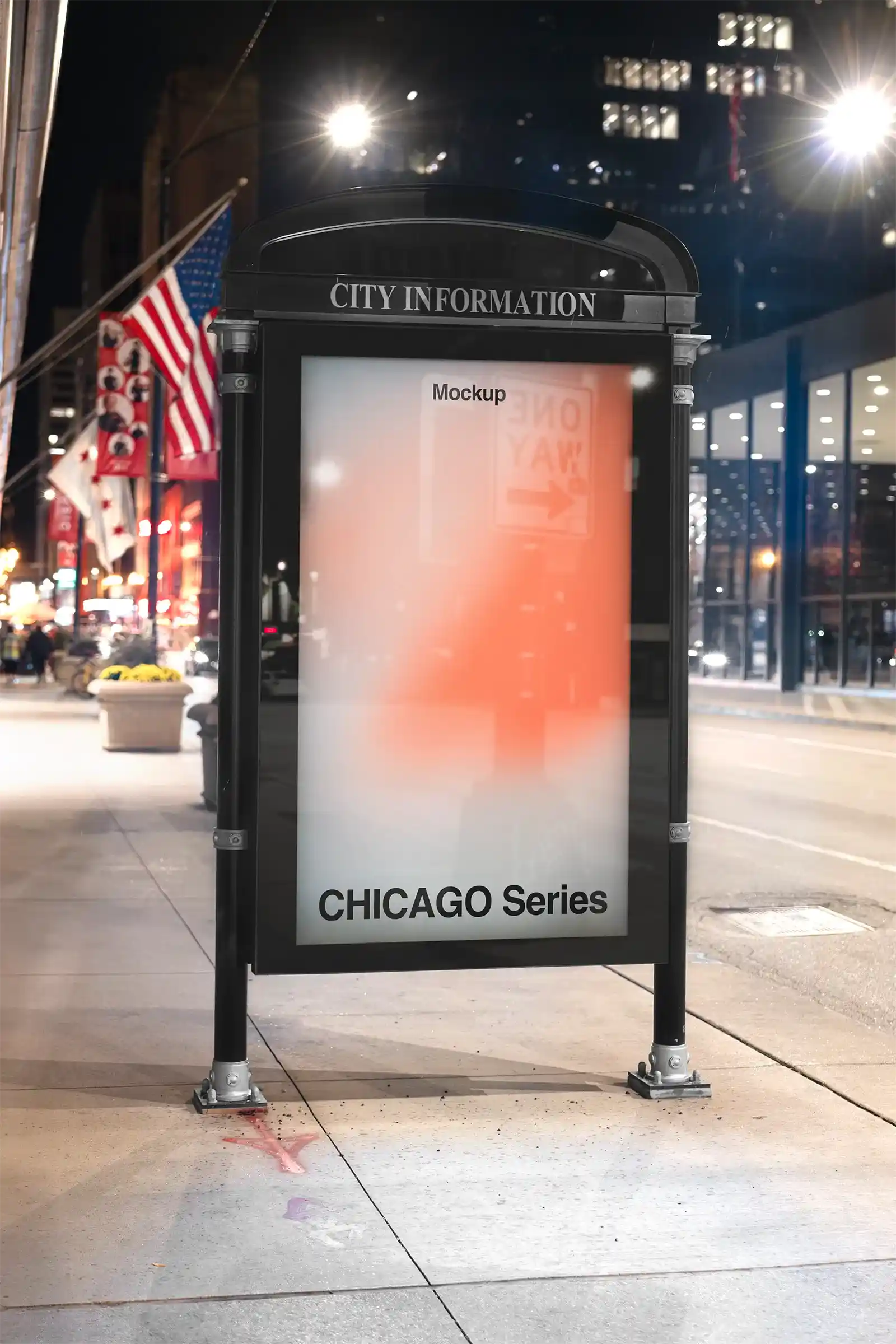 Billboard mockup in Chicago center, United States
