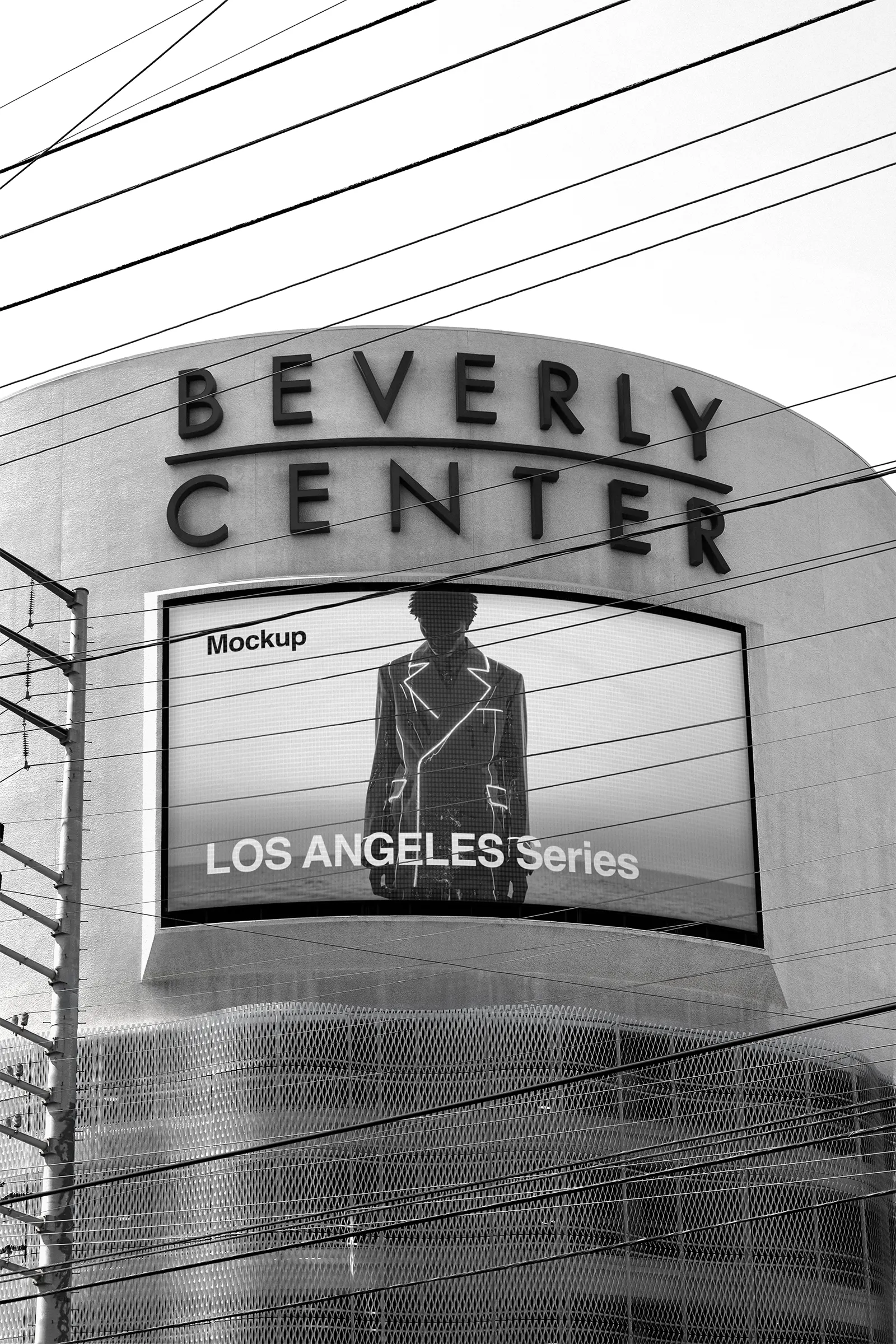 Digital Screen Billboard mockup on a building in Beverly Hills & Hollywood in Los Angeles. 