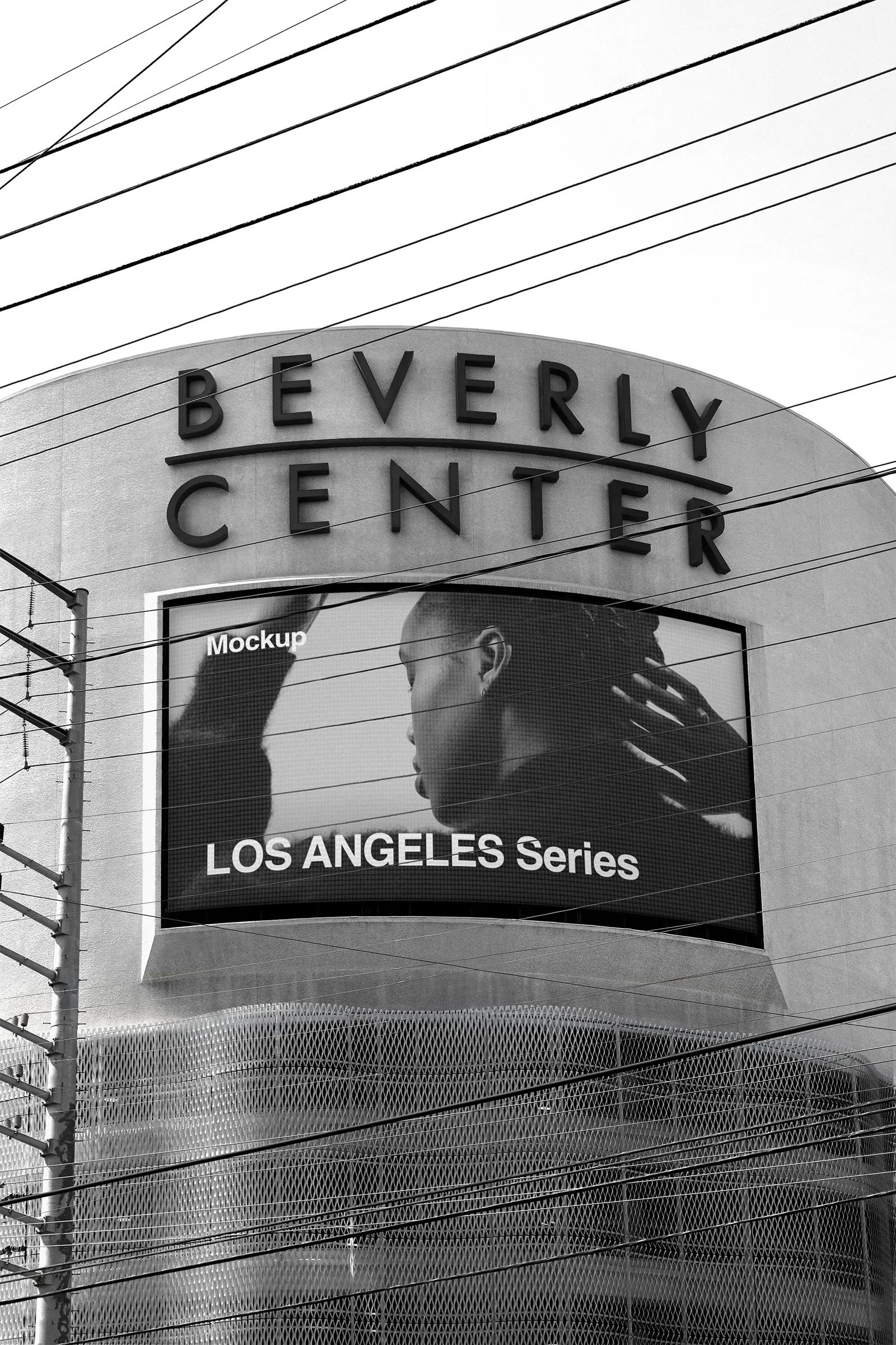 Digital Screen Billboard mockup on a building in Beverly Hills & Hollywood in Los Angeles. 3