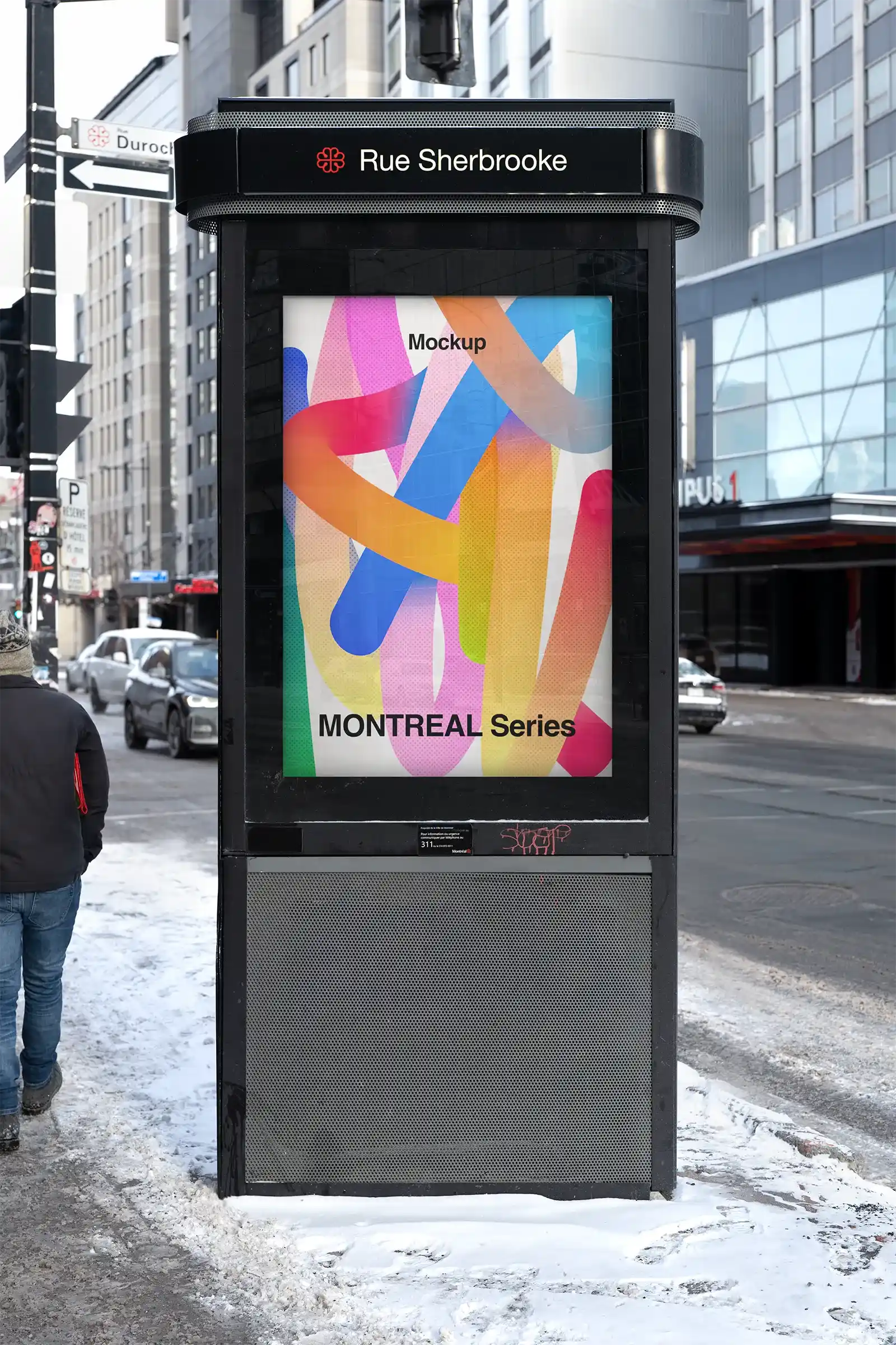 Billboard mockup rue Sherbrooke in Montreal, Quebec, Canada